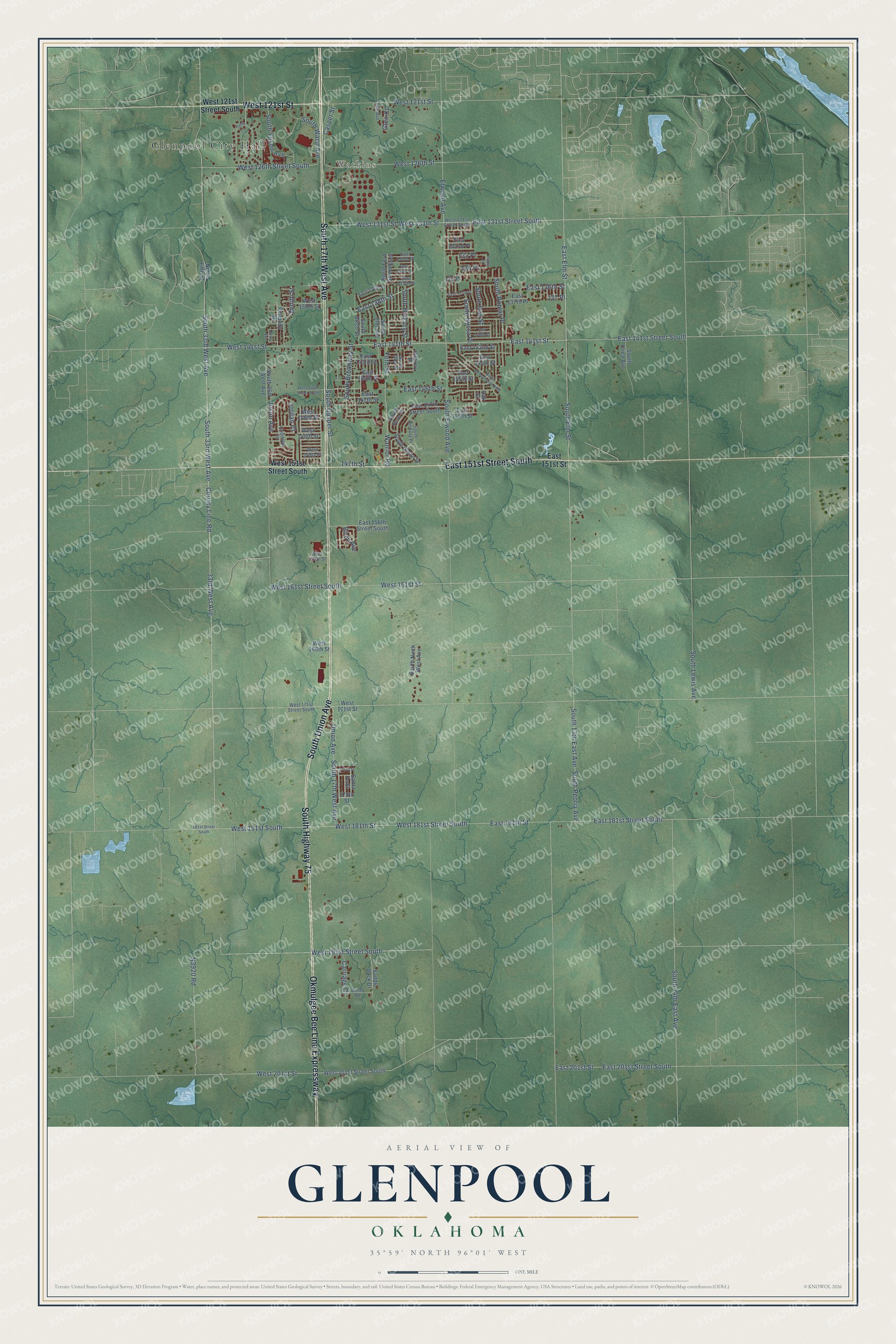 Watermarked full-map preview of Glenpool, Oklahoma