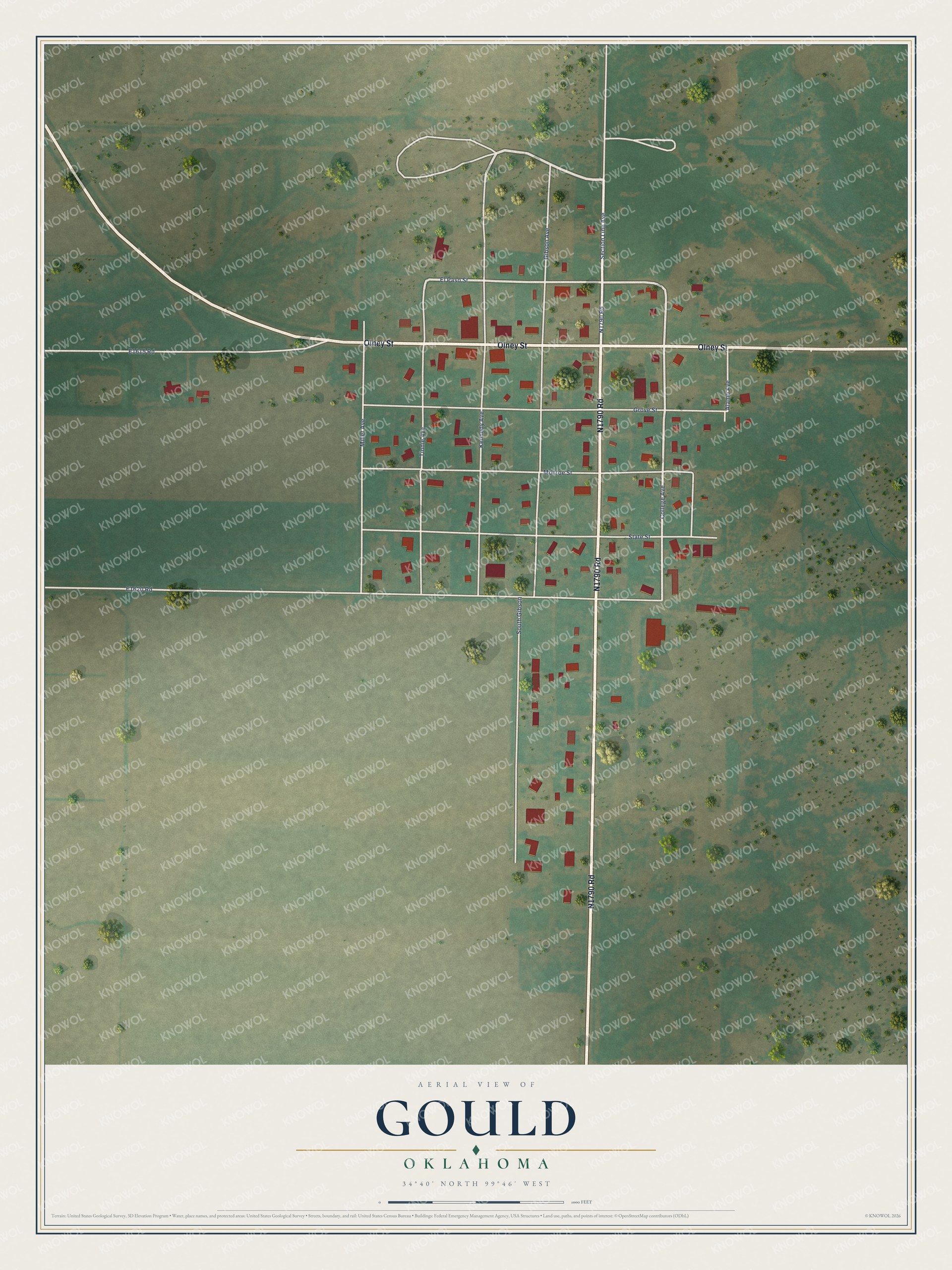 Watermarked full-map preview of Gould, Oklahoma