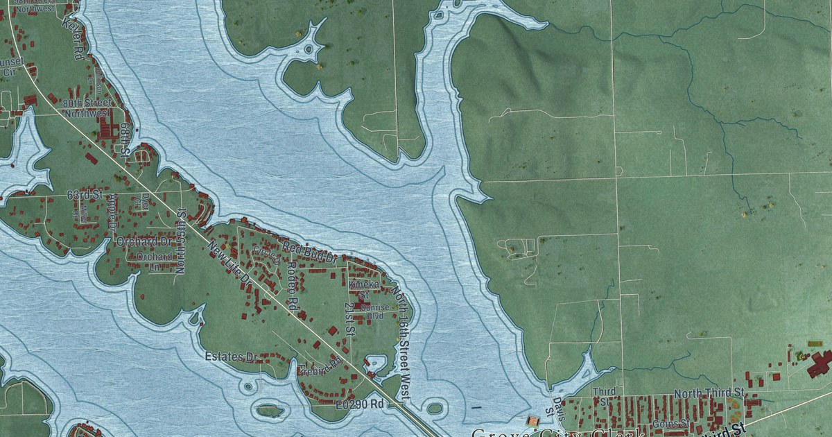 Map of Grove, Oklahoma in 2026