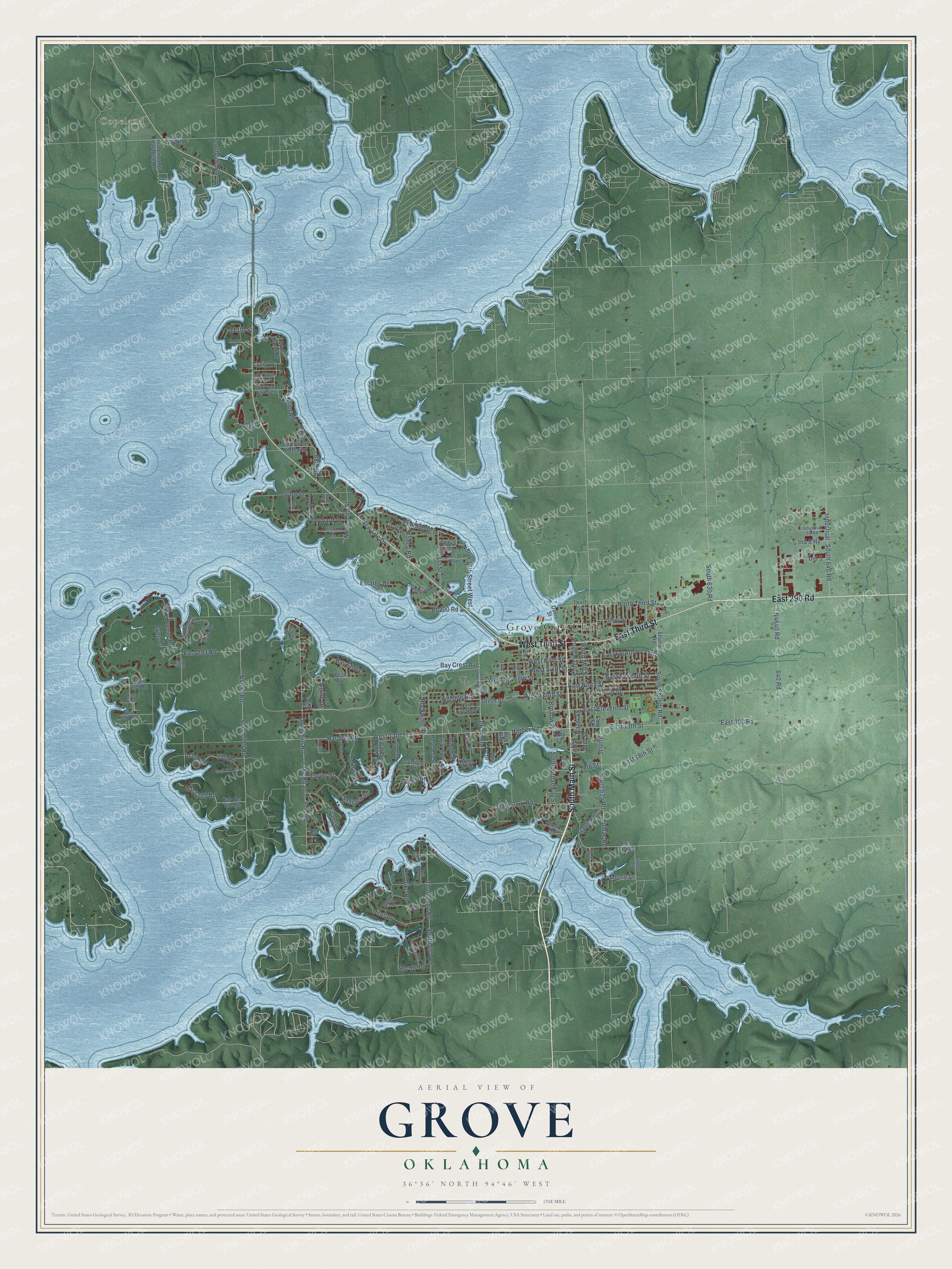 Watermarked full-map preview of Grove, Oklahoma