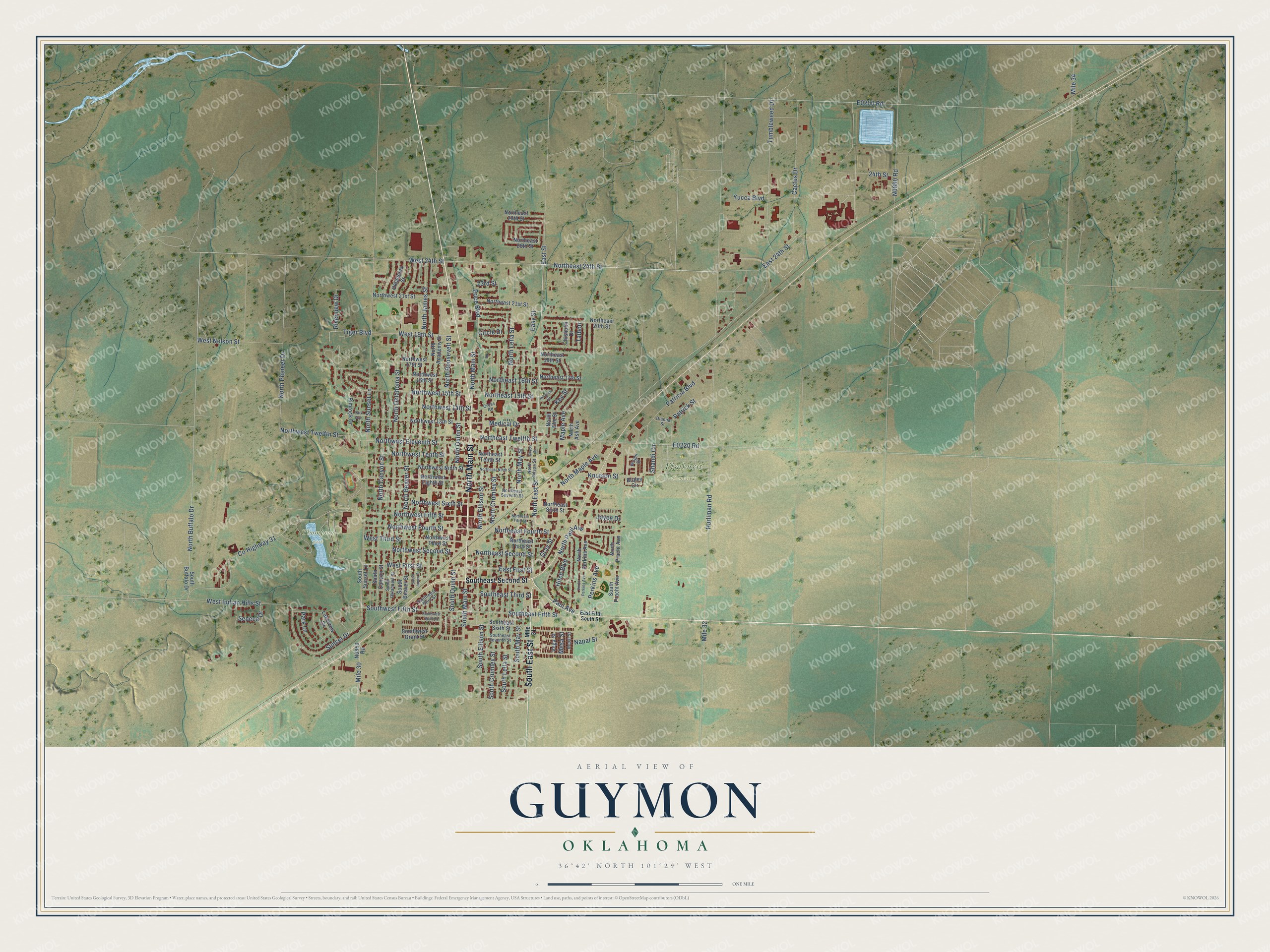 Watermarked full-map preview of Guymon, Oklahoma