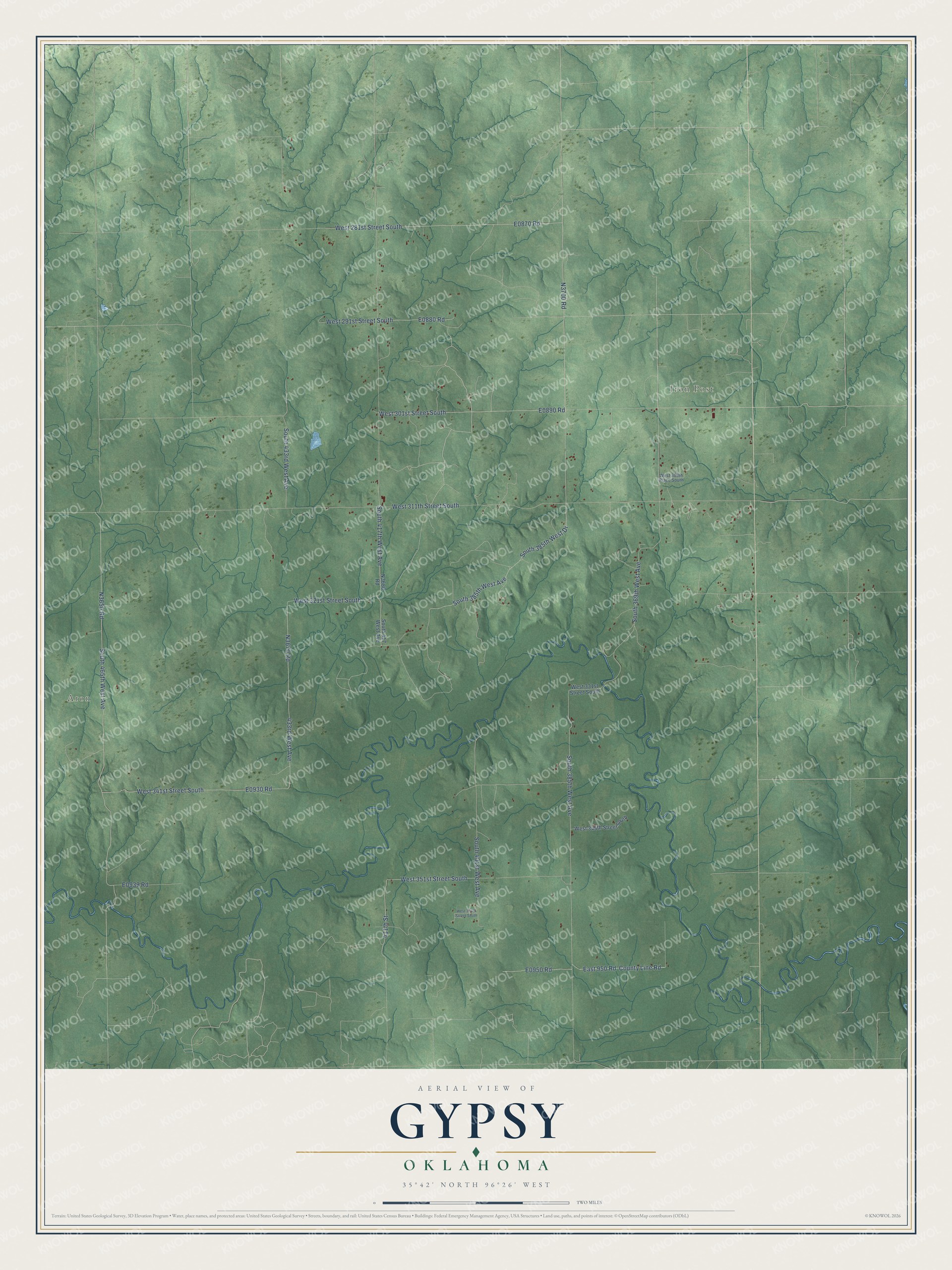 Watermarked full-map preview of Gypsy, Oklahoma