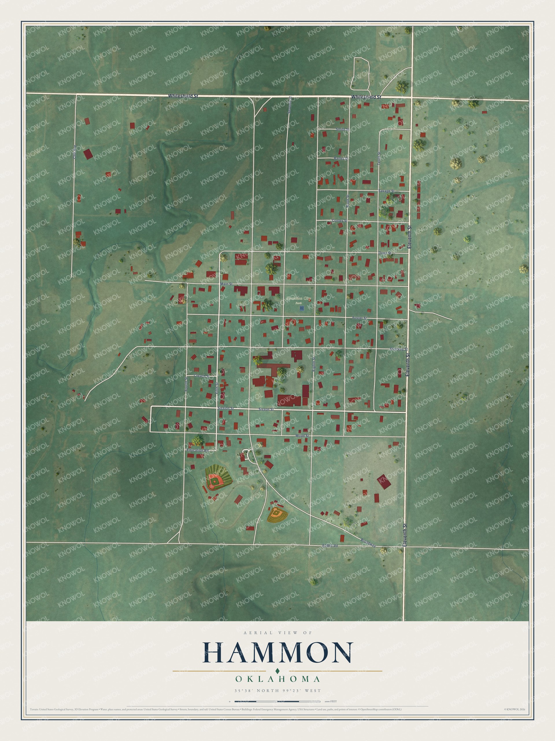 Watermarked full-map preview of Hammon, Oklahoma