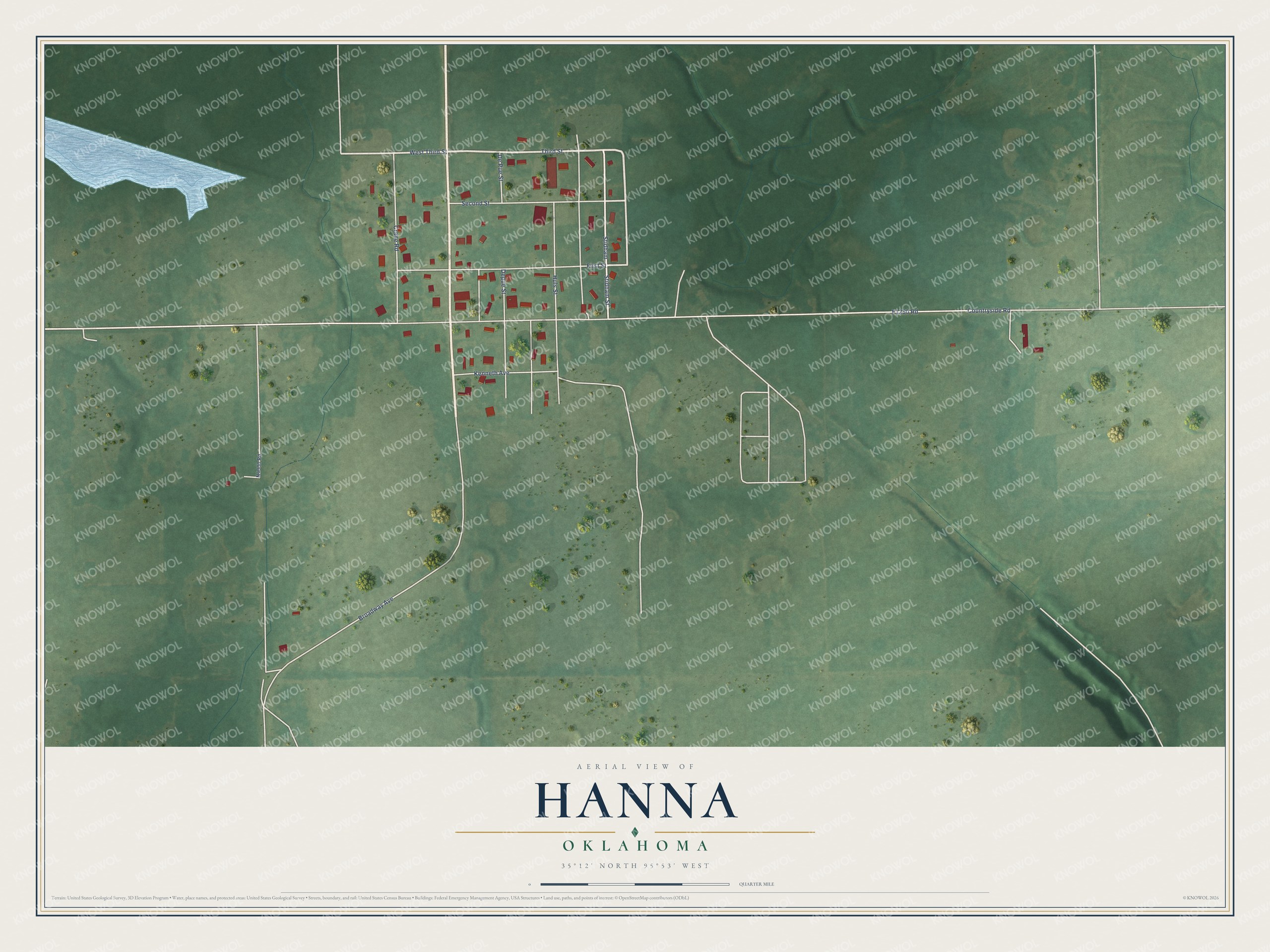 Watermarked full-map preview of Hanna, Oklahoma