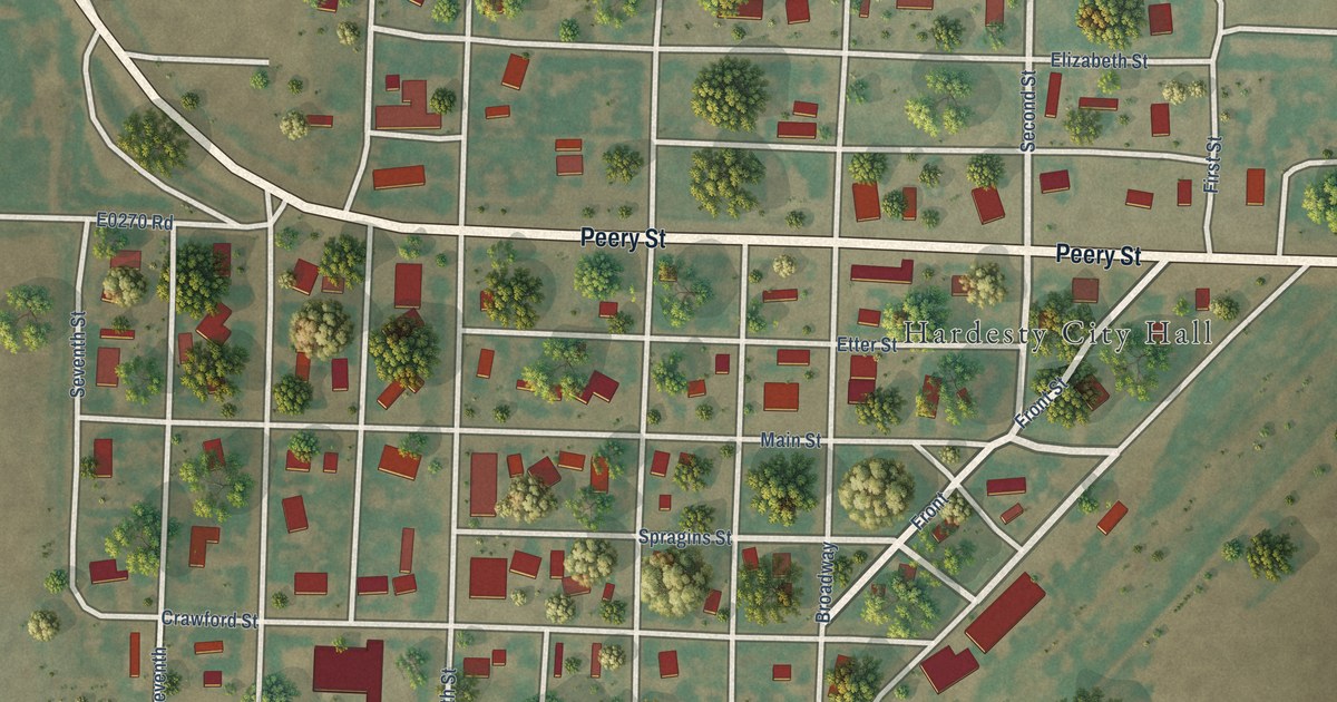 Map of Hardesty, Oklahoma in 2026
