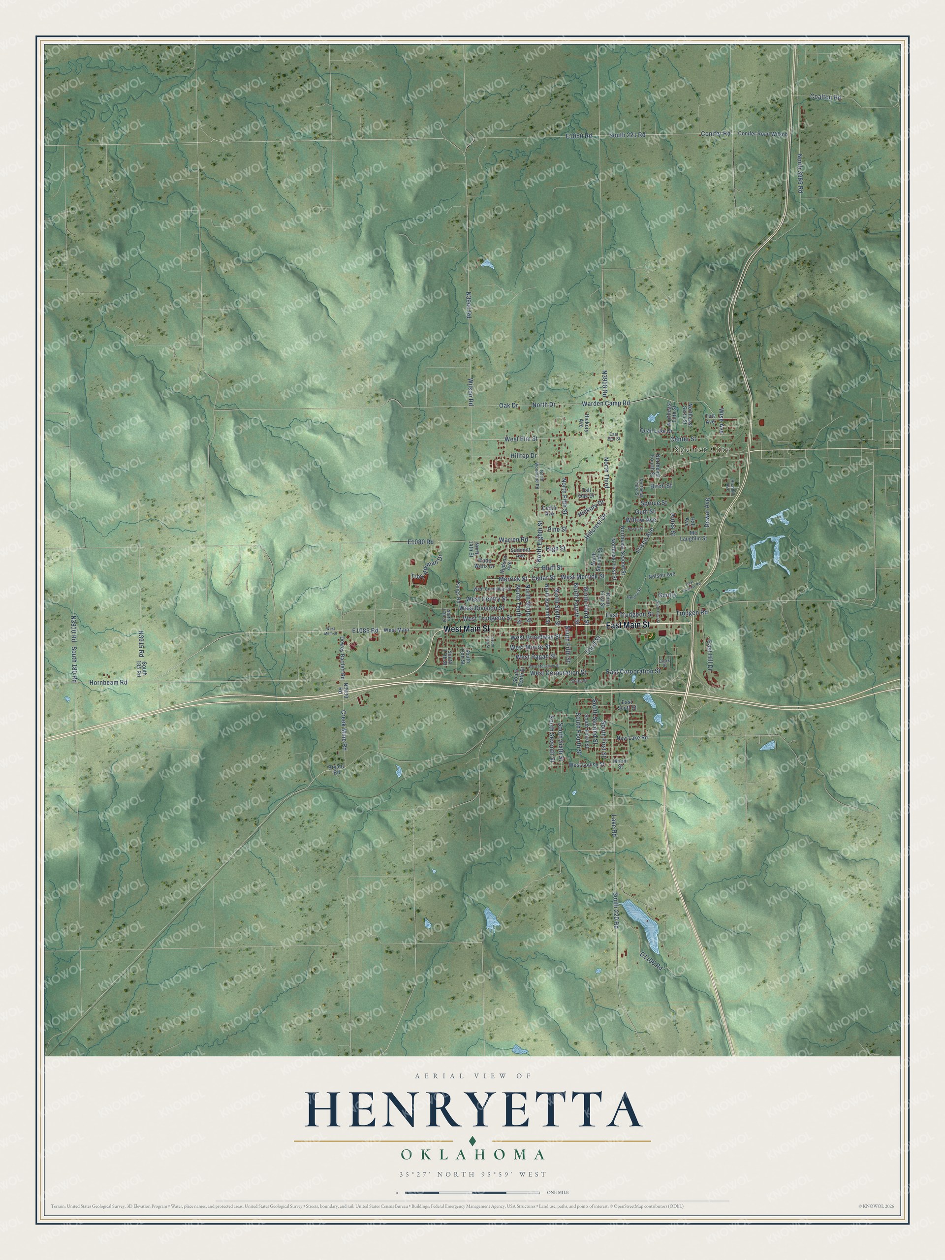 Watermarked full-map preview of Henryetta, Oklahoma