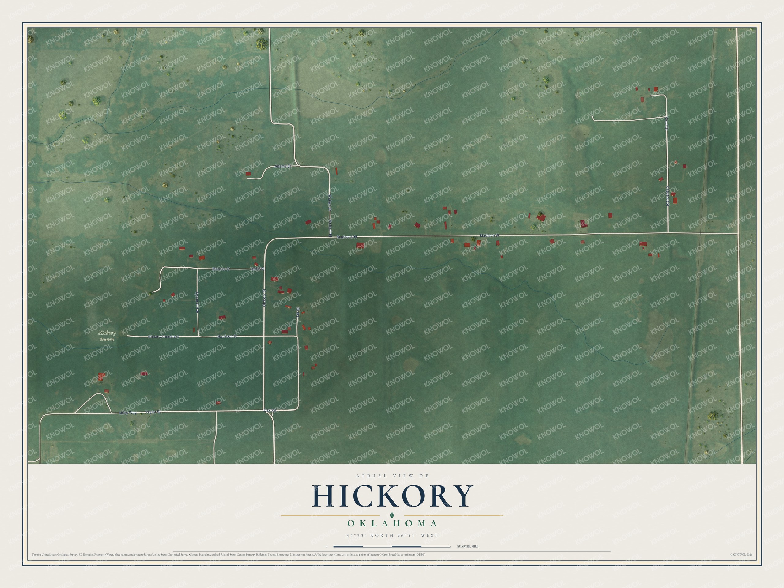 Watermarked full-map preview of Hickory, Oklahoma
