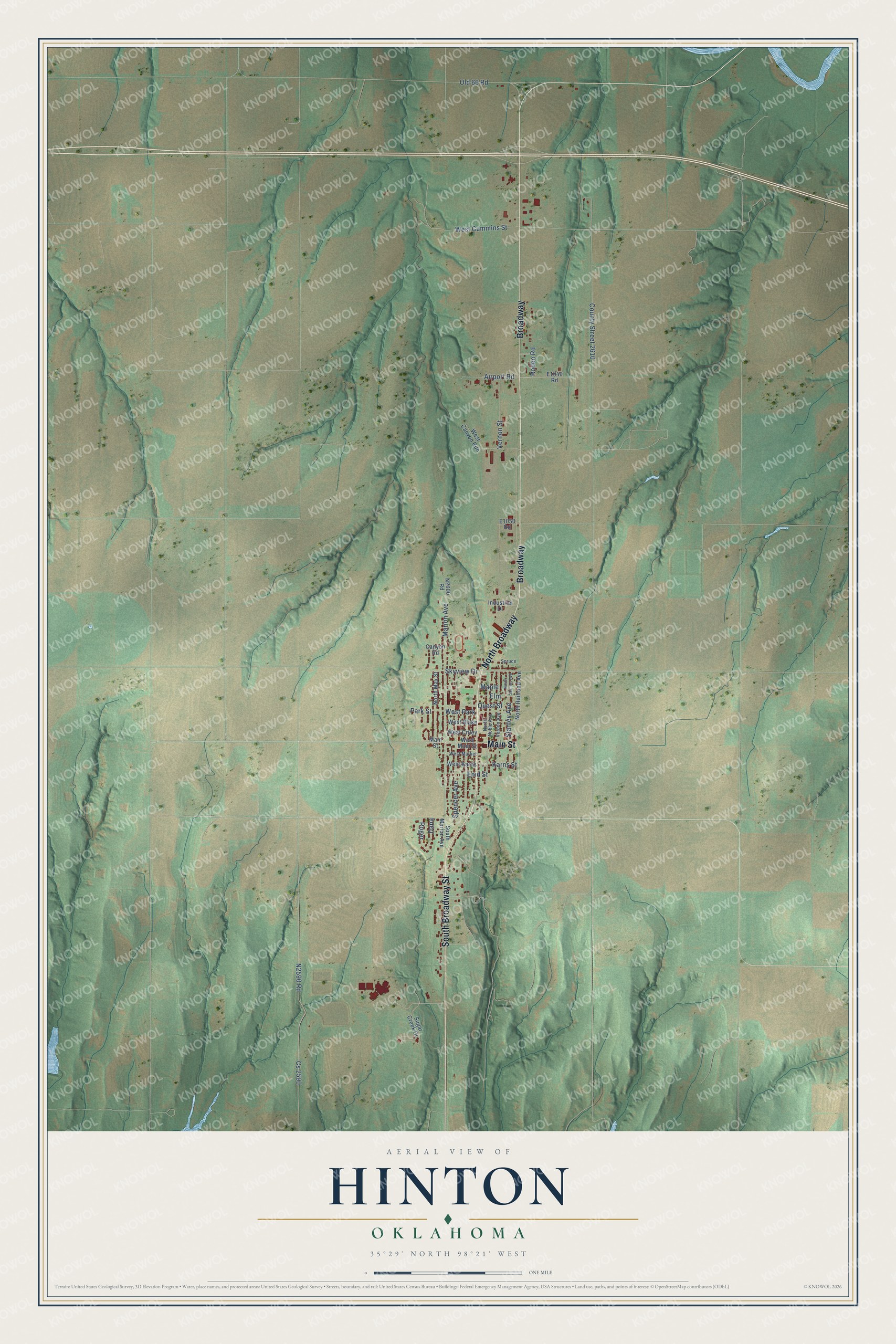 Watermarked full-map preview of Hinton, Oklahoma