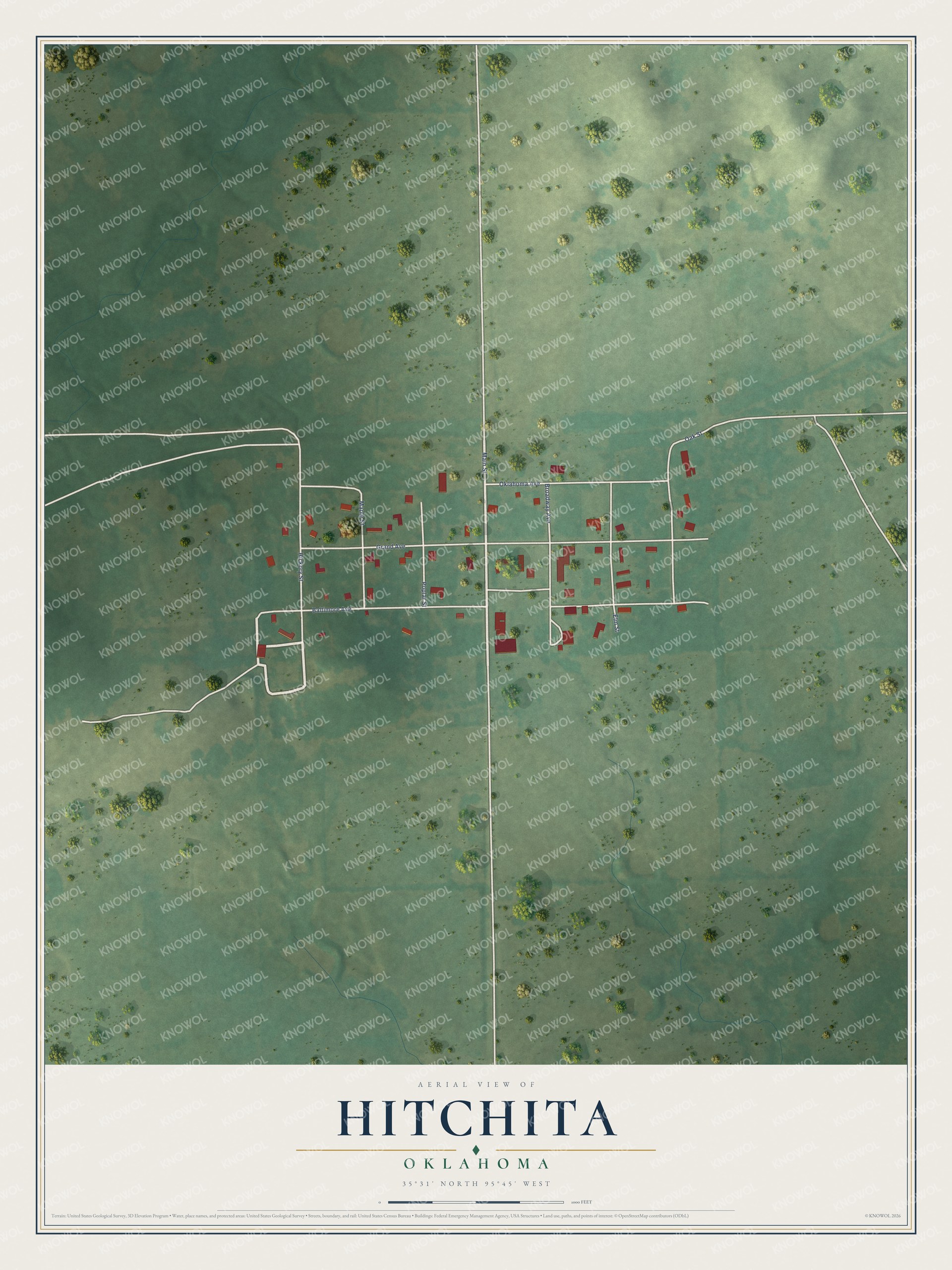 Watermarked full-map preview of Hitchita, Oklahoma