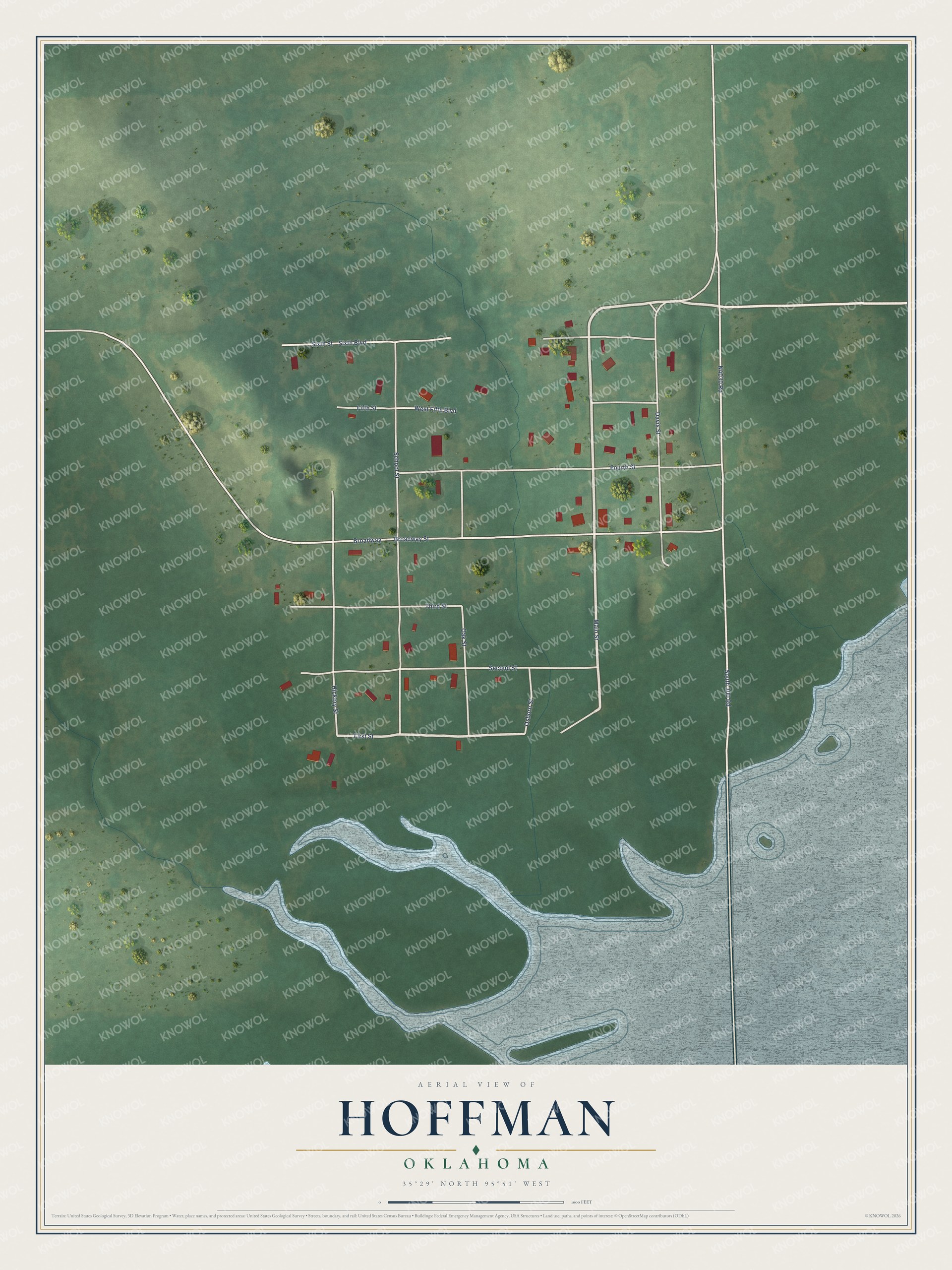 Watermarked full-map preview of Hoffman, Oklahoma