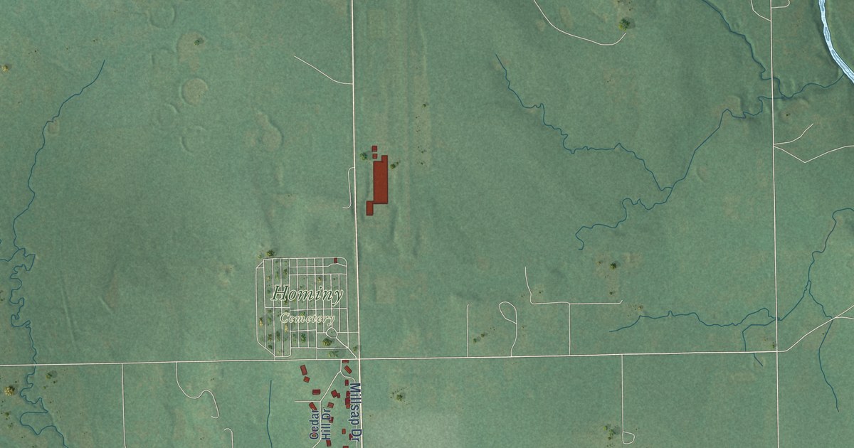 Map of Hominy, Oklahoma in 2026