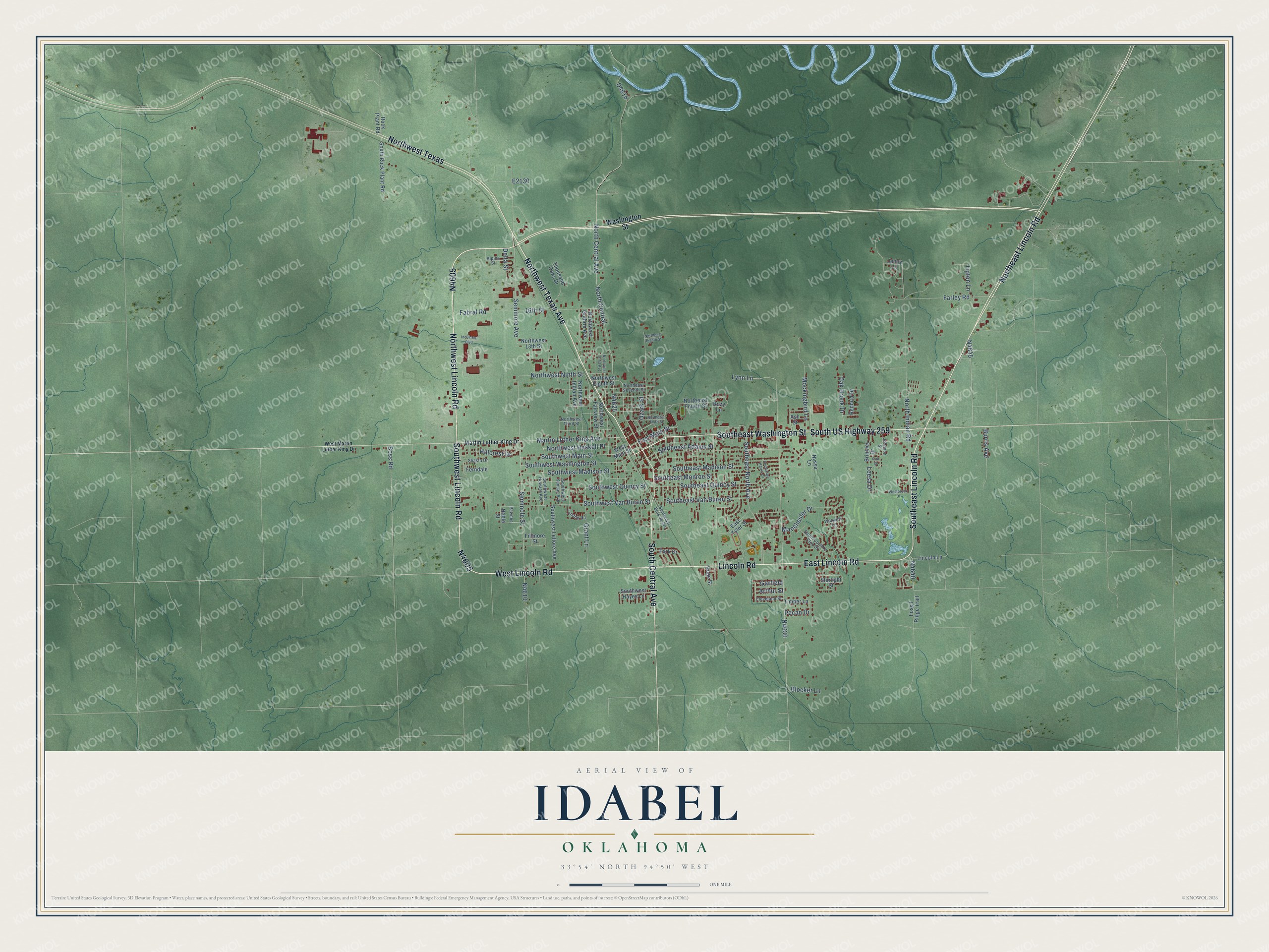 Watermarked full-map preview of Idabel, Oklahoma