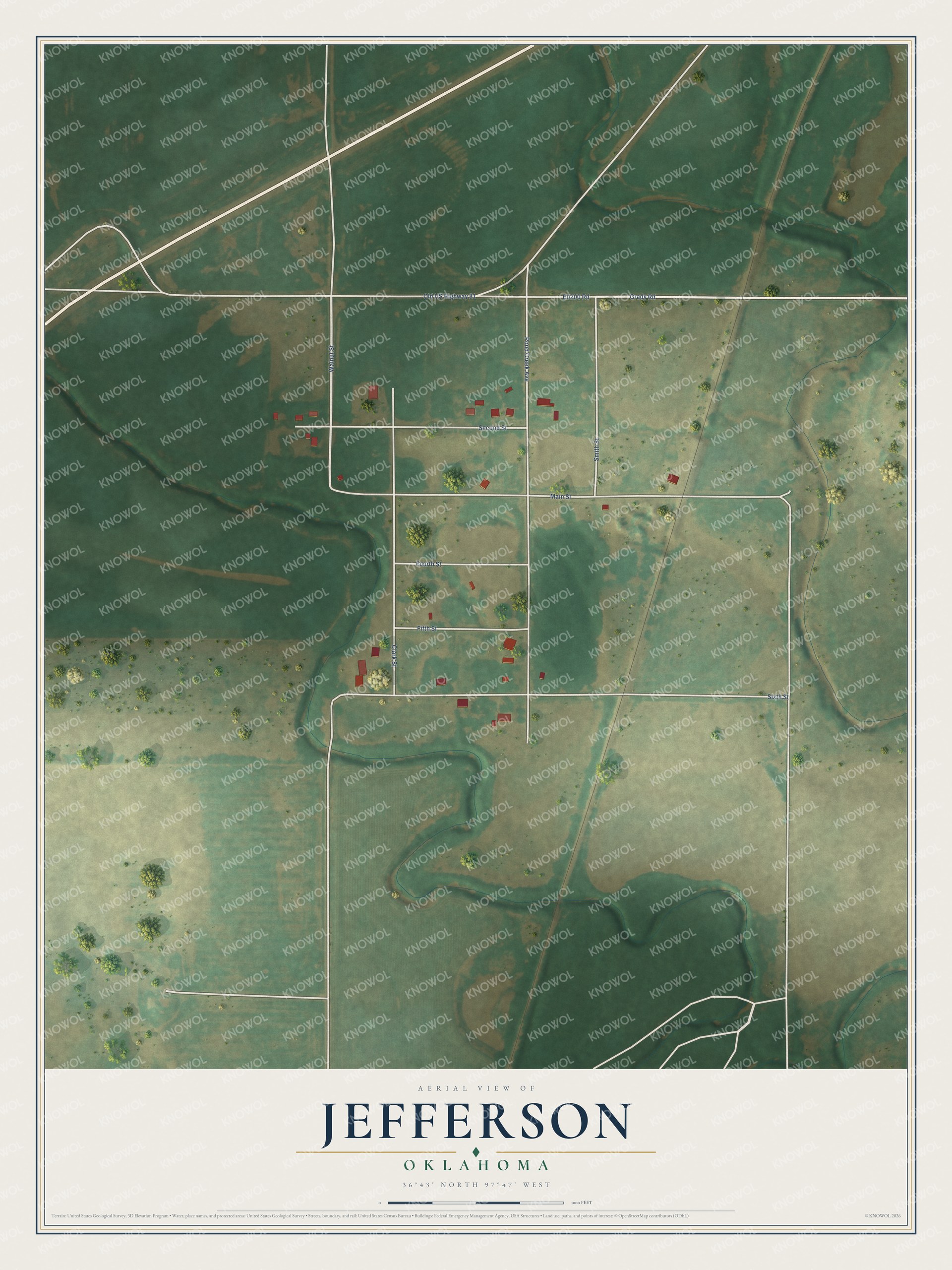 Watermarked full-map preview of Jefferson, Oklahoma