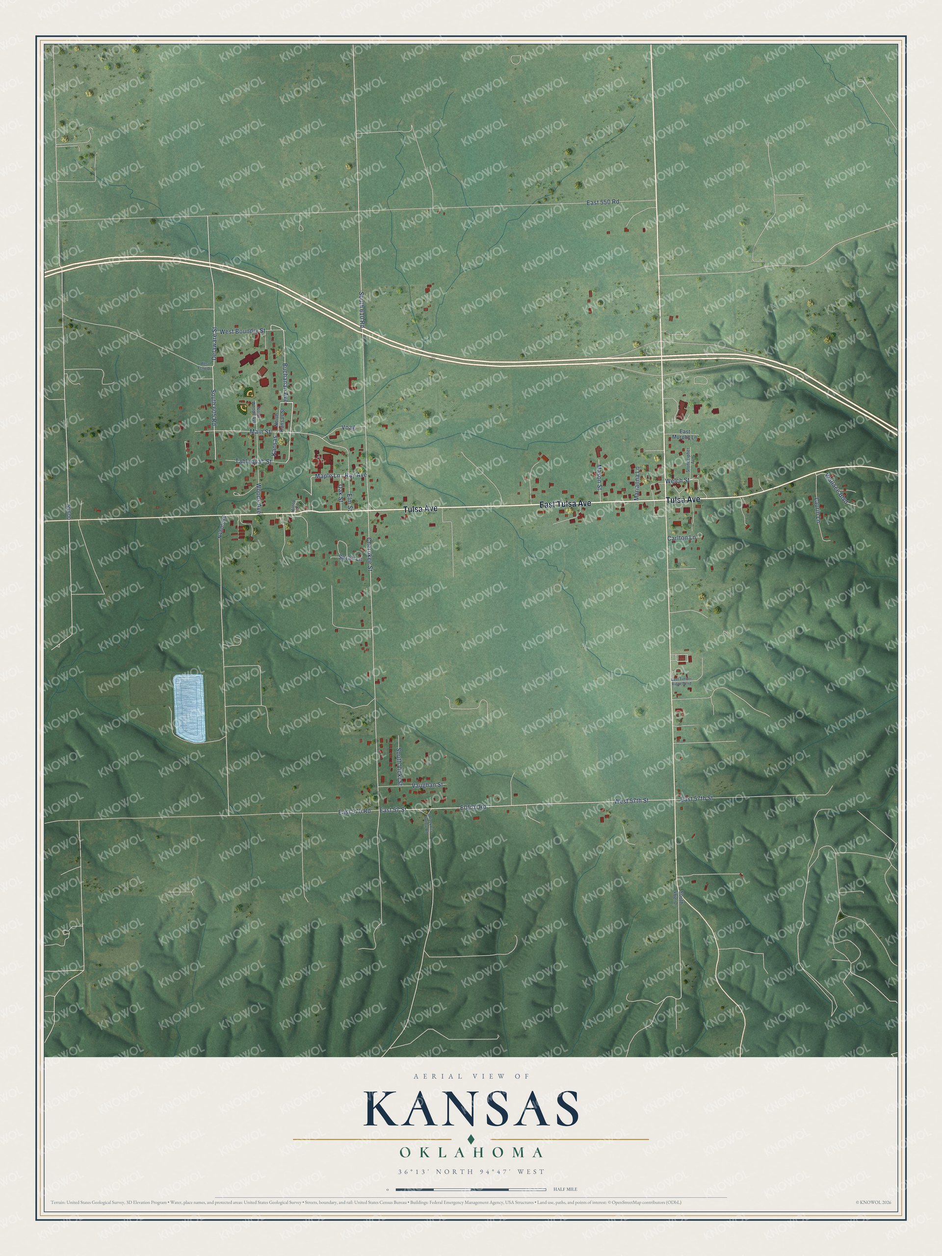 Watermarked full-map preview of Kansas, Oklahoma