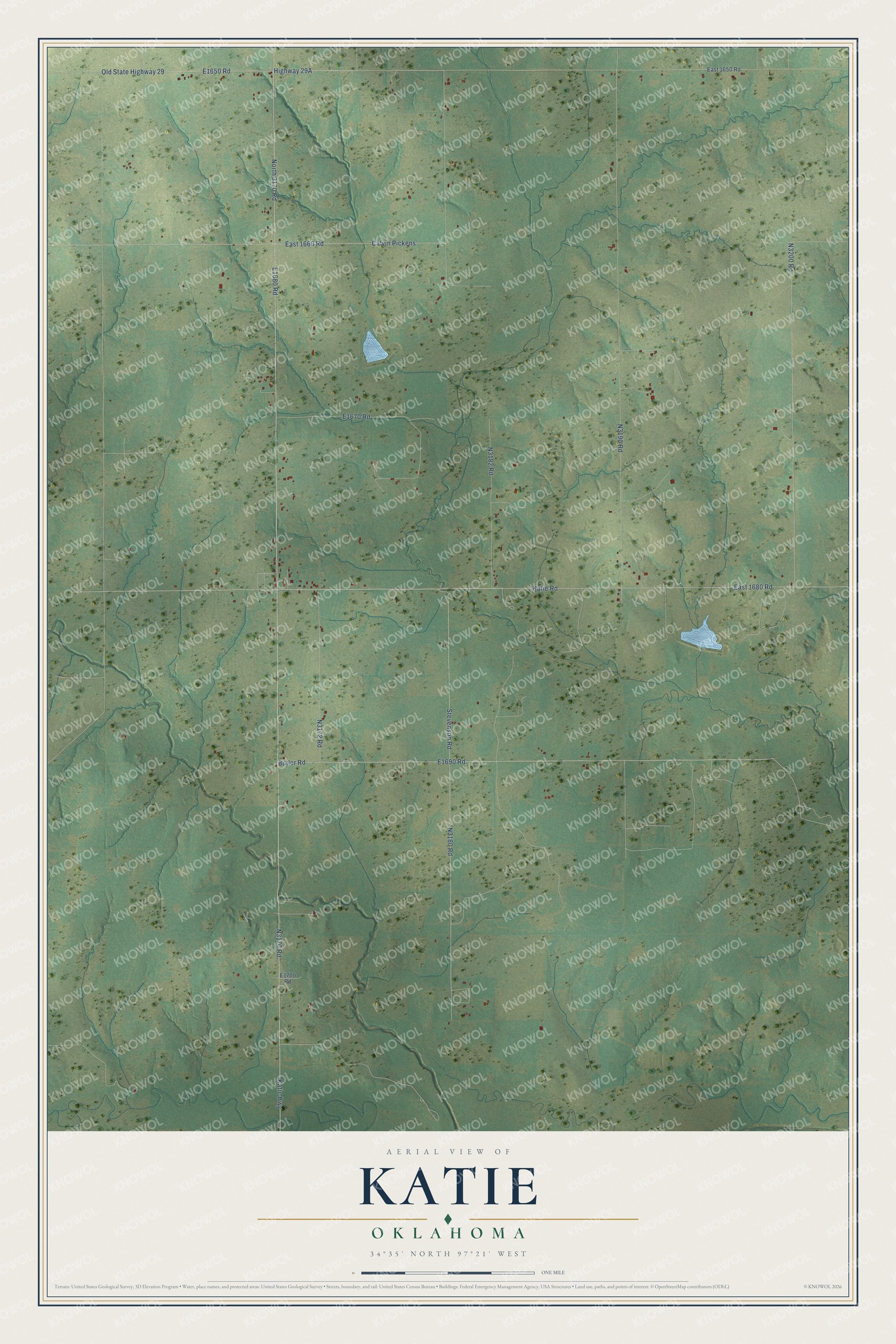 Watermarked full-map preview of Katie, Oklahoma