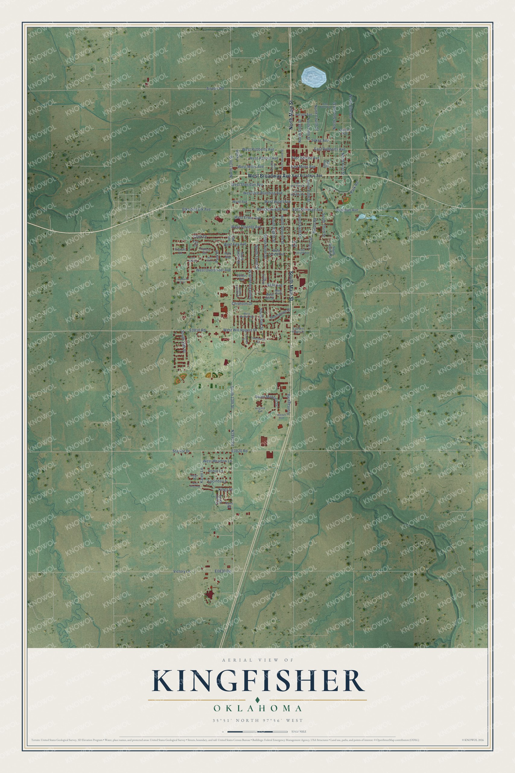 Watermarked full-map preview of Kingfisher, Oklahoma