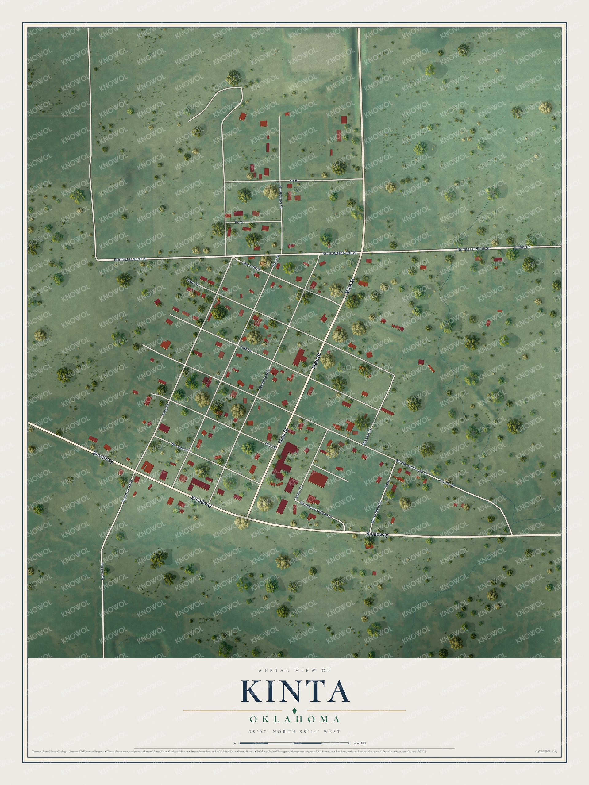 Watermarked full-map preview of Kinta, Oklahoma
