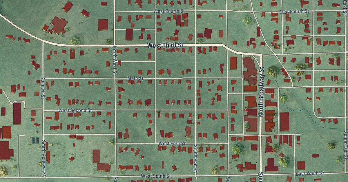 Map of Konawa, Oklahoma in 2026