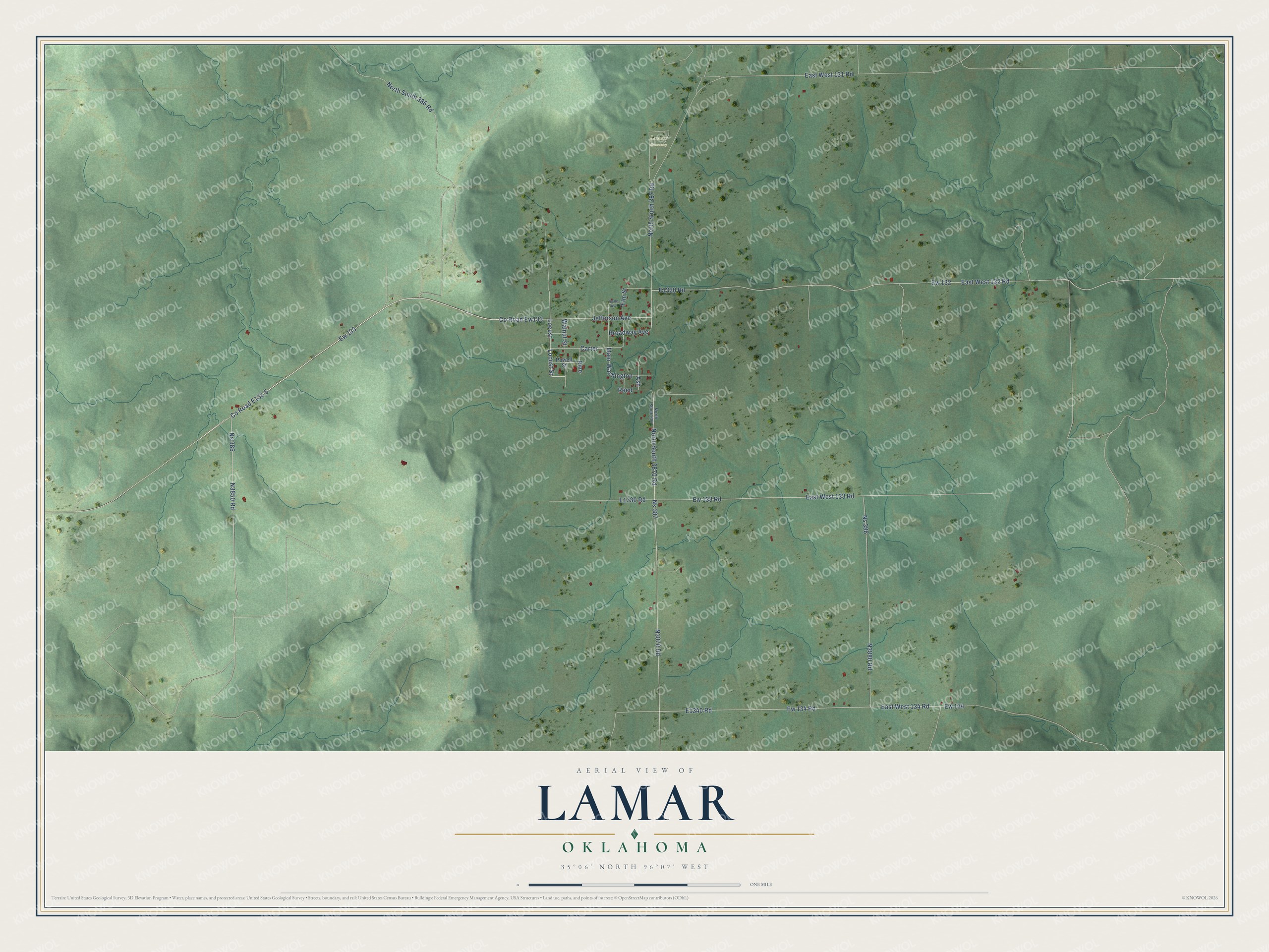Watermarked full-map preview of Lamar, Oklahoma