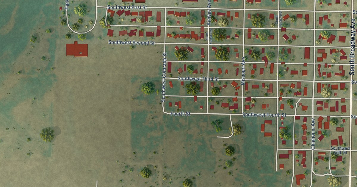 Map of Laverne, Oklahoma in 2026