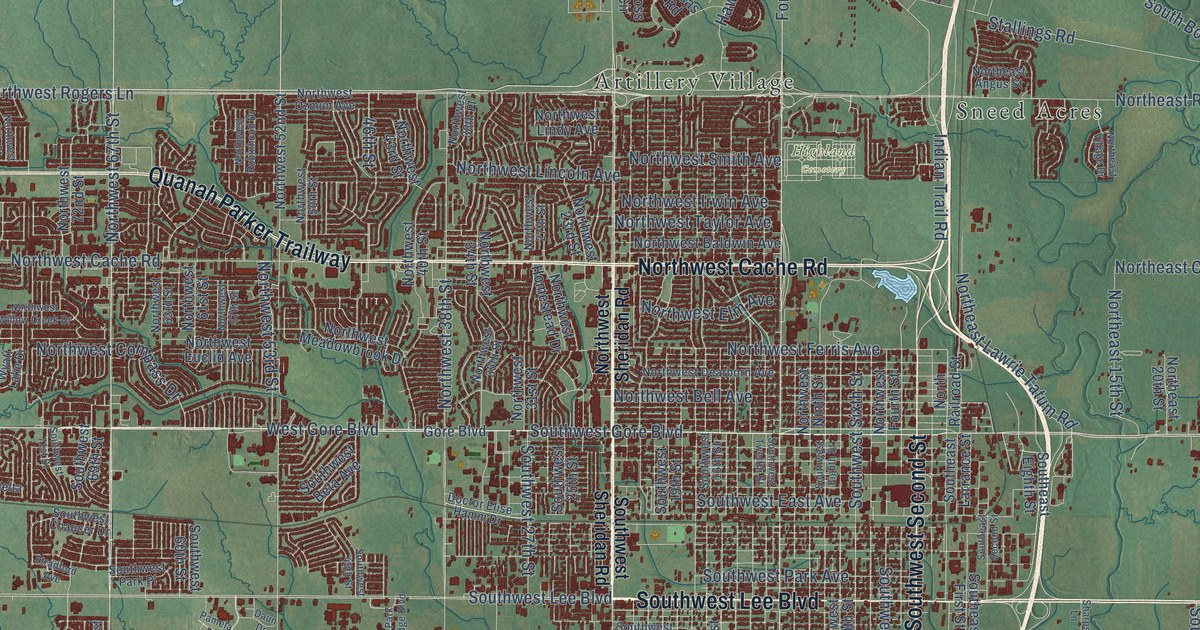 Map of Lawton, Oklahoma in 2026