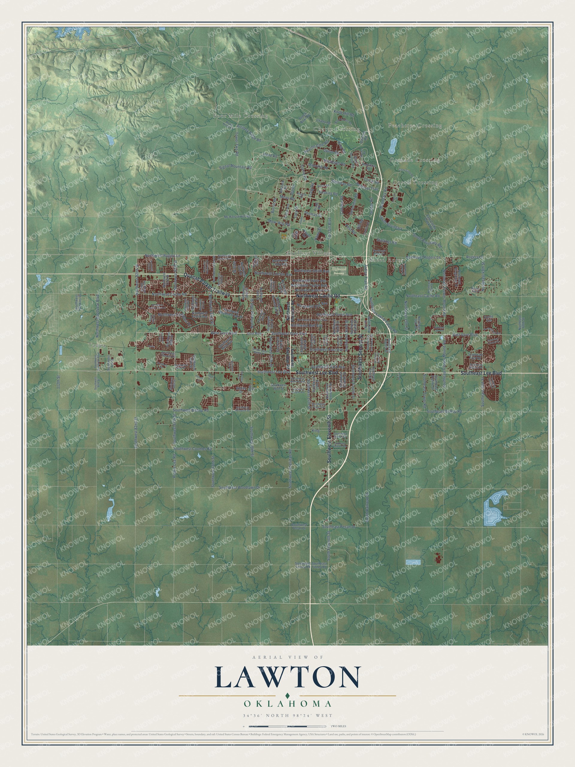 Watermarked full-map preview of Lawton, Oklahoma