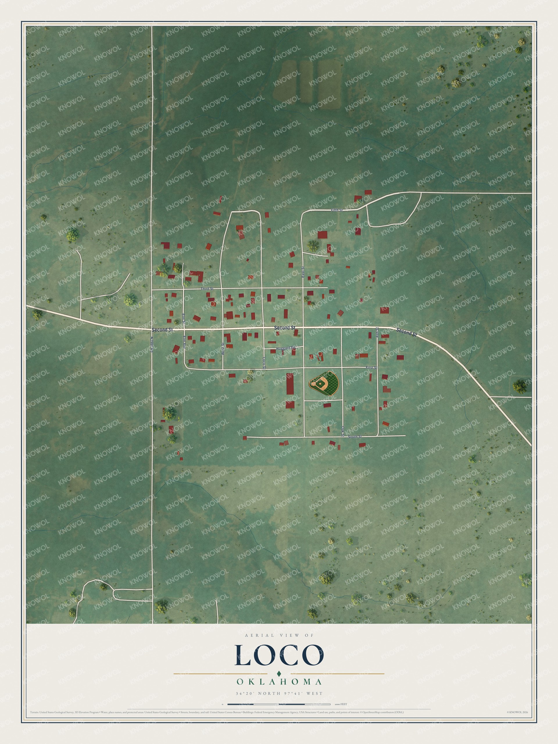 Watermarked full-map preview of Loco, Oklahoma