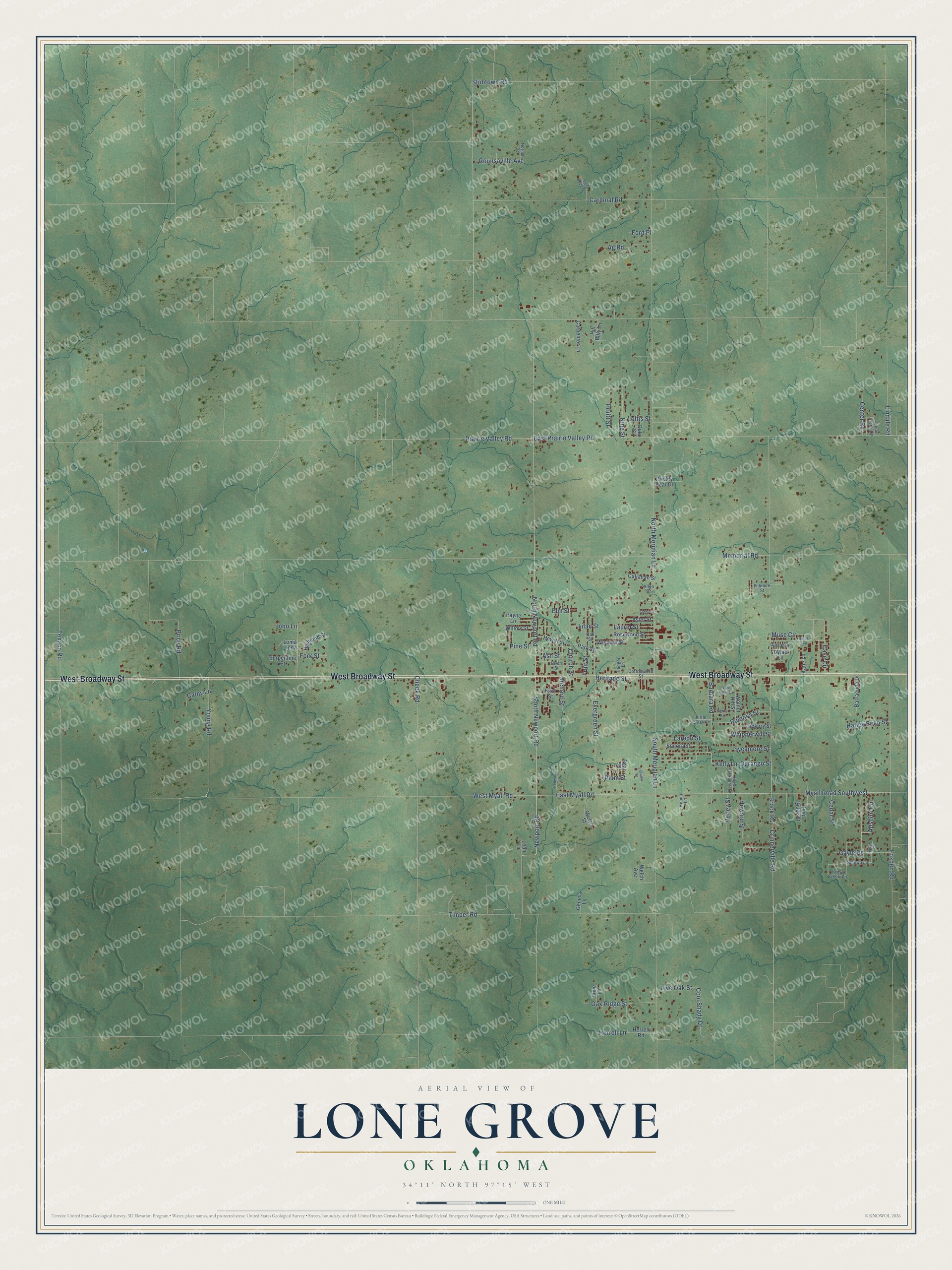 Watermarked full-map preview of Lone Grove, Oklahoma