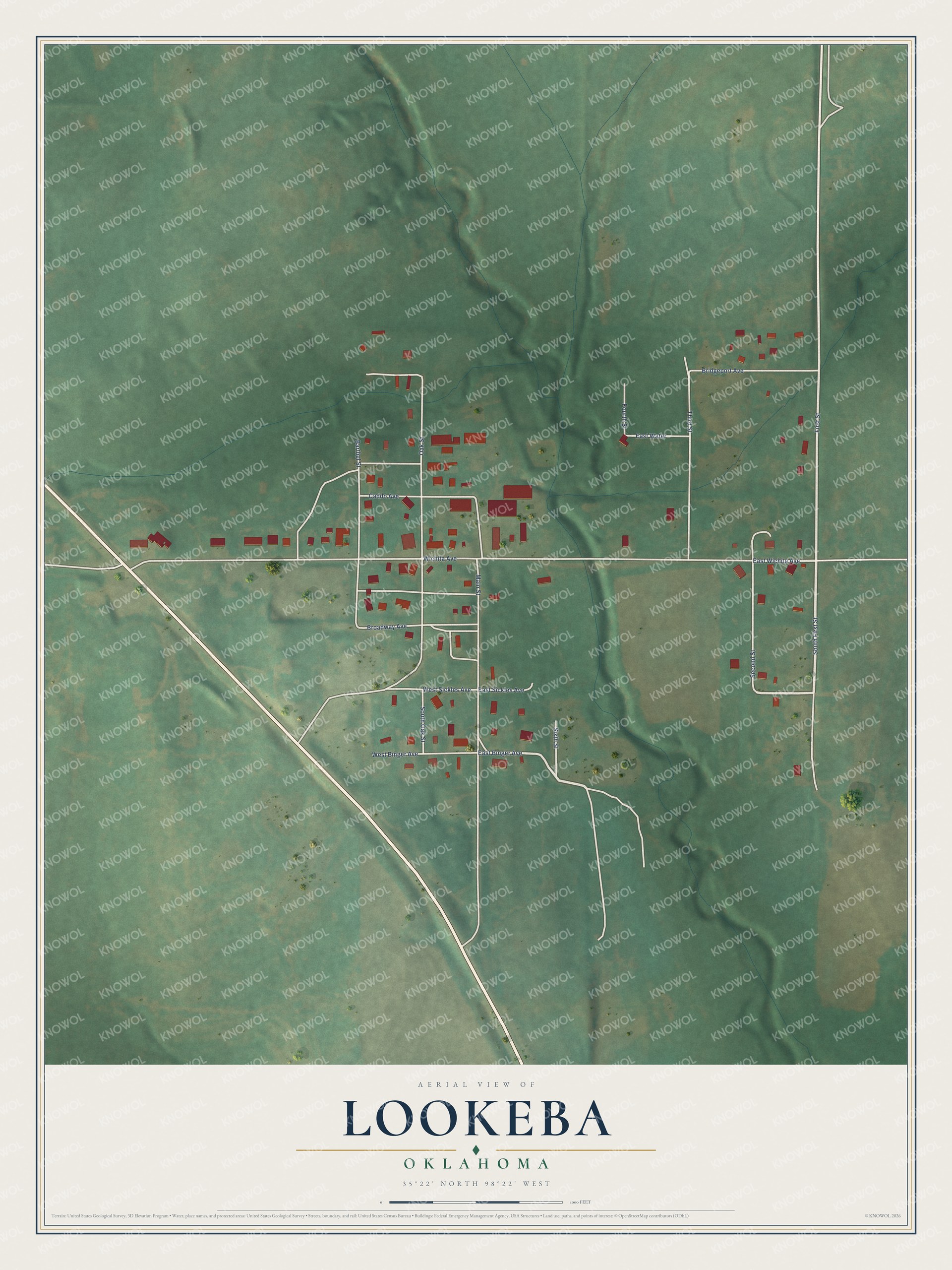 Watermarked full-map preview of Lookeba, Oklahoma