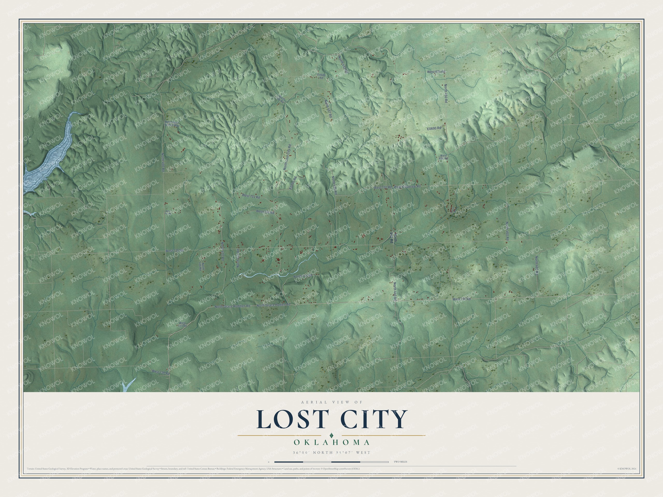 Watermarked full-map preview of Lost City, Oklahoma