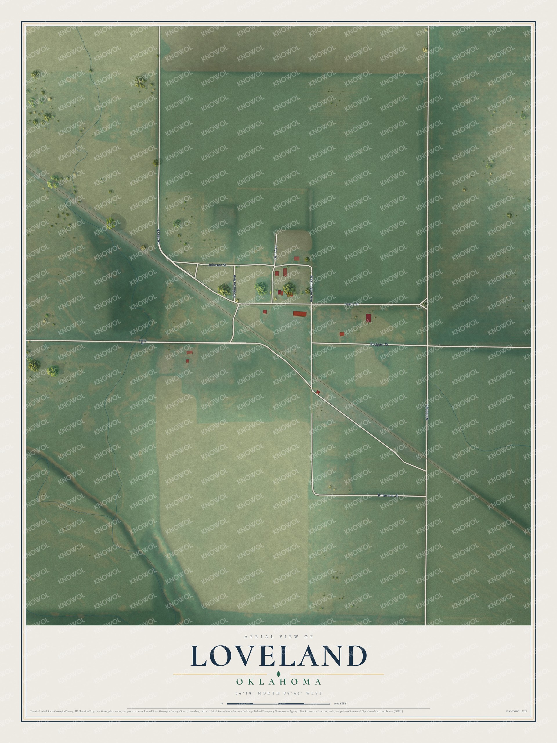 Watermarked full-map preview of Loveland, Oklahoma