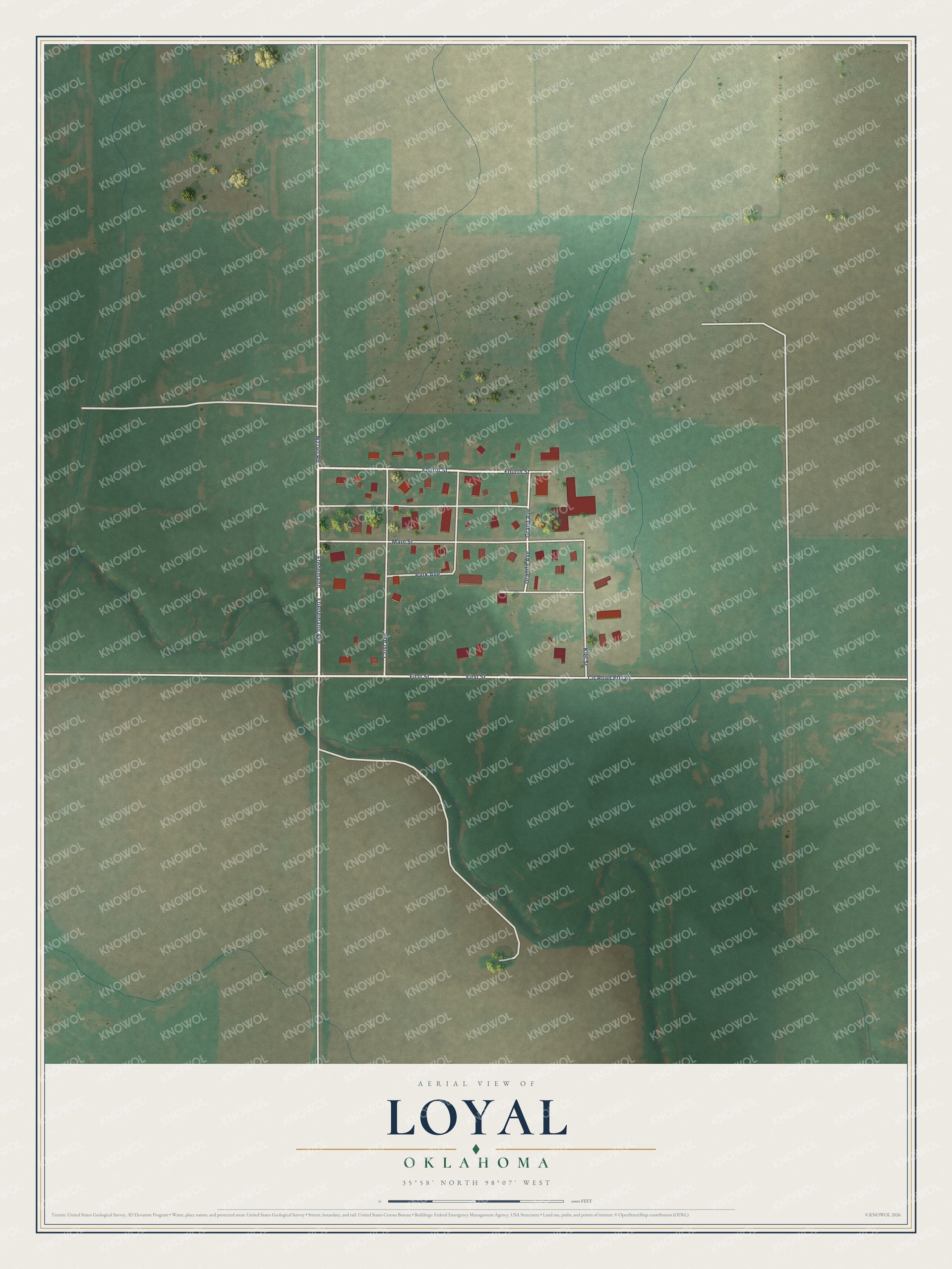 Watermarked full-map preview of Loyal, Oklahoma