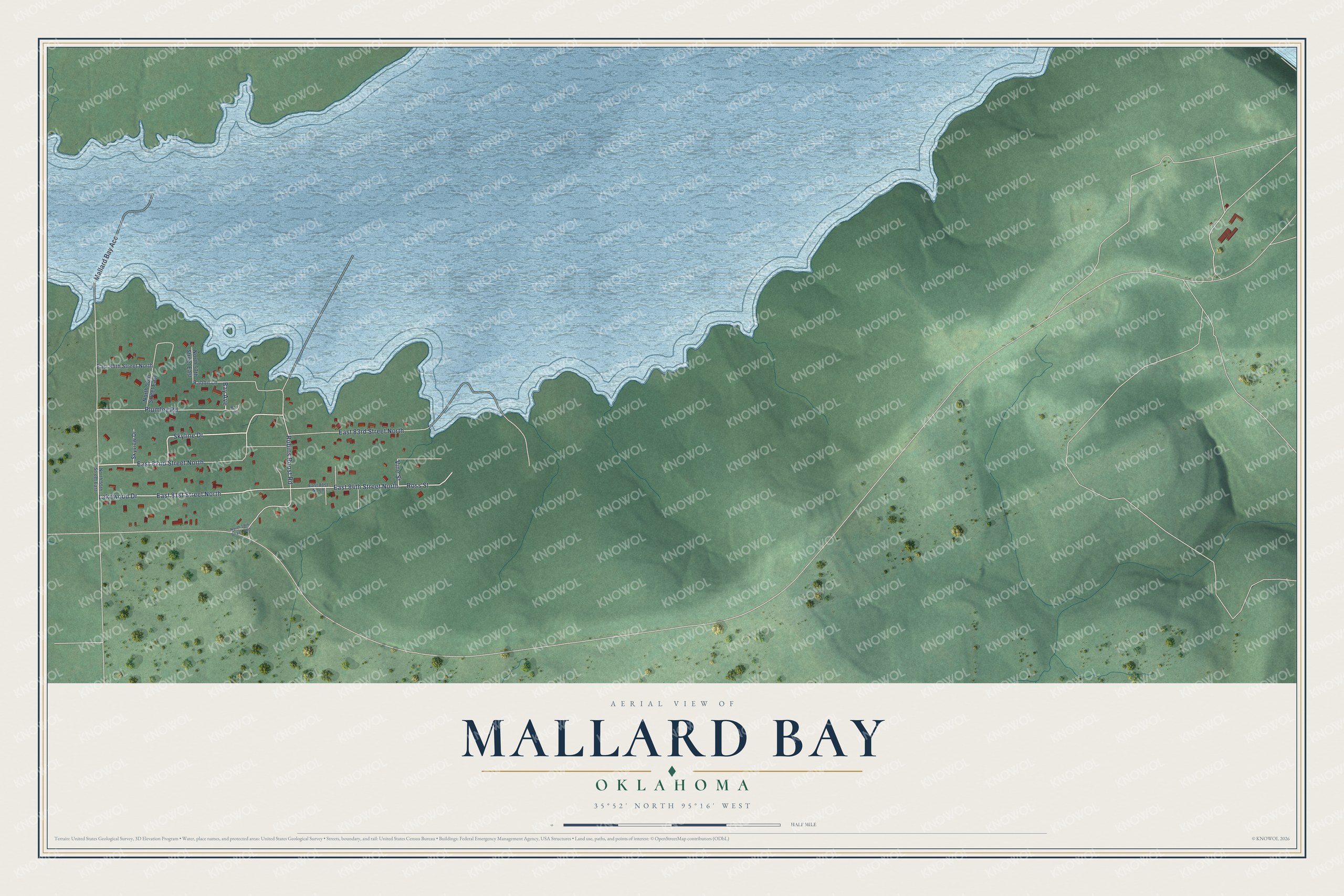 Watermarked full-map preview of Mallard Bay, Oklahoma