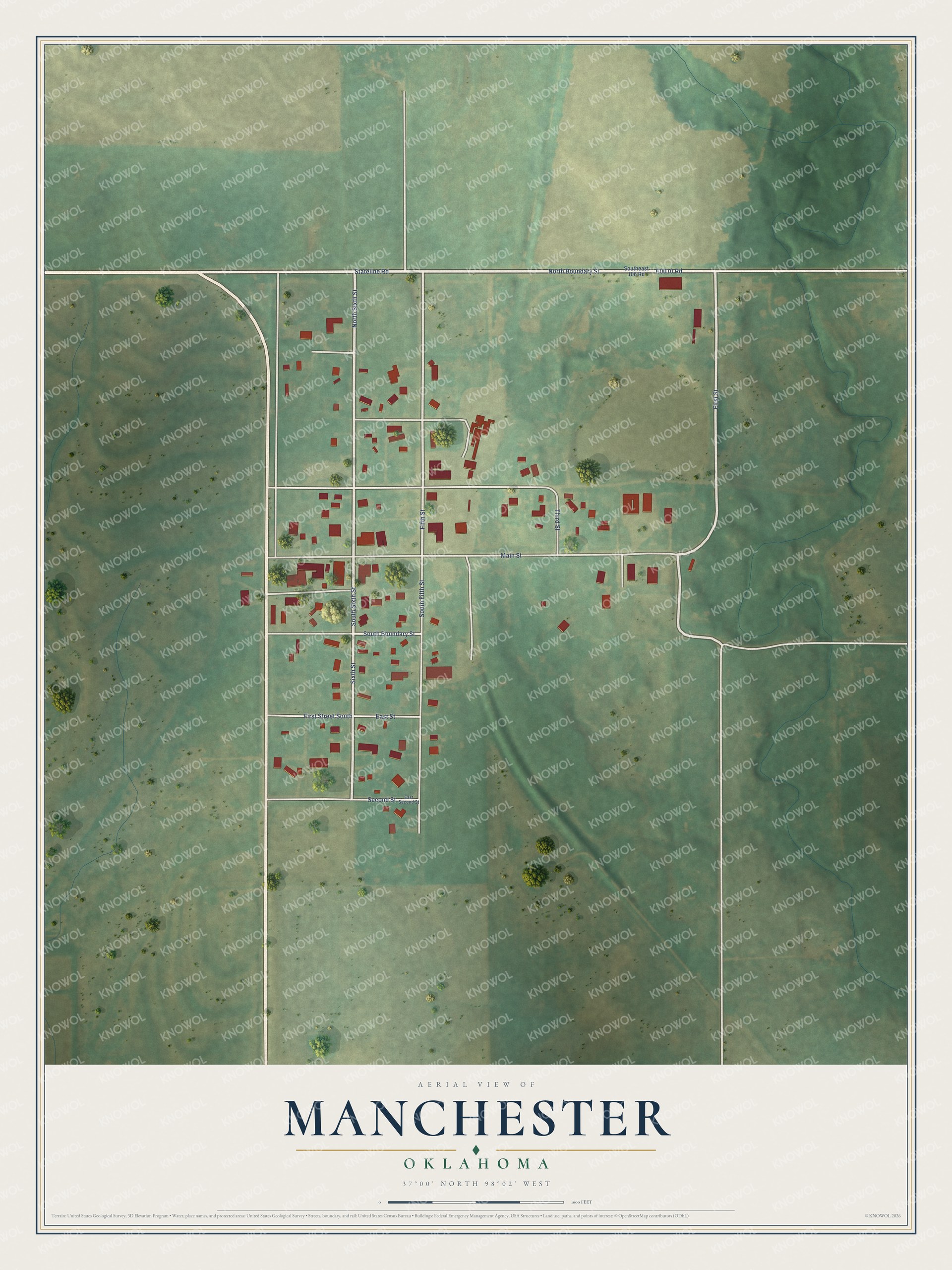 Watermarked full-map preview of Manchester, Oklahoma