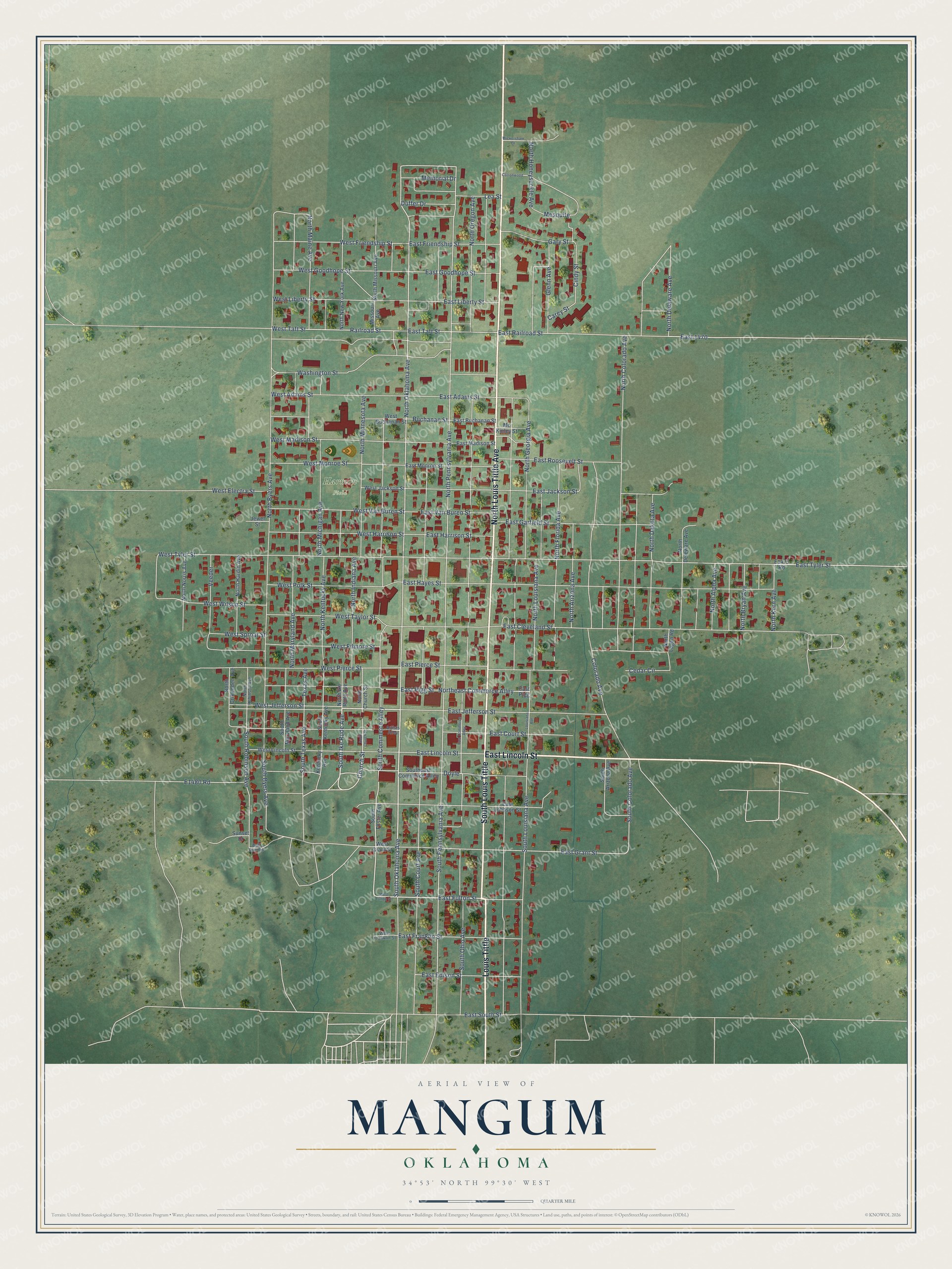 Watermarked full-map preview of Mangum, Oklahoma