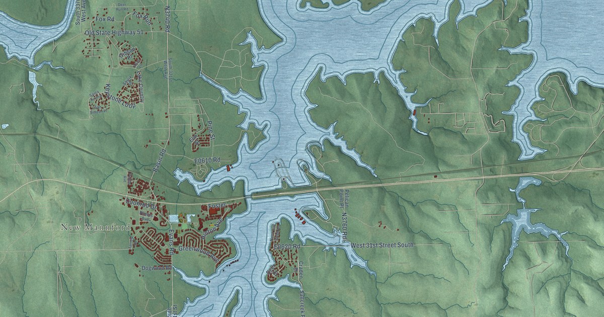 Map of Mannford, Oklahoma in 2026