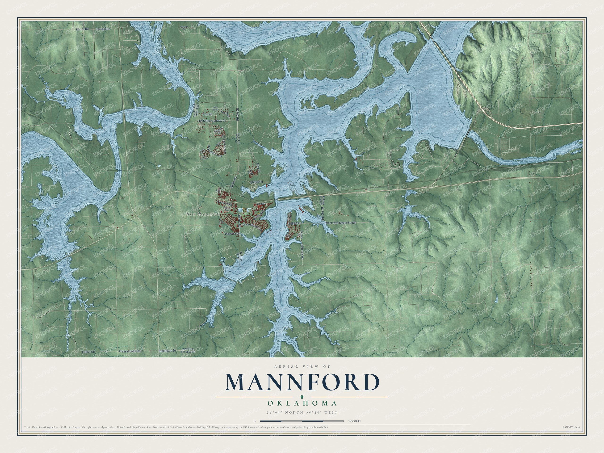 Watermarked full-map preview of Mannford, Oklahoma