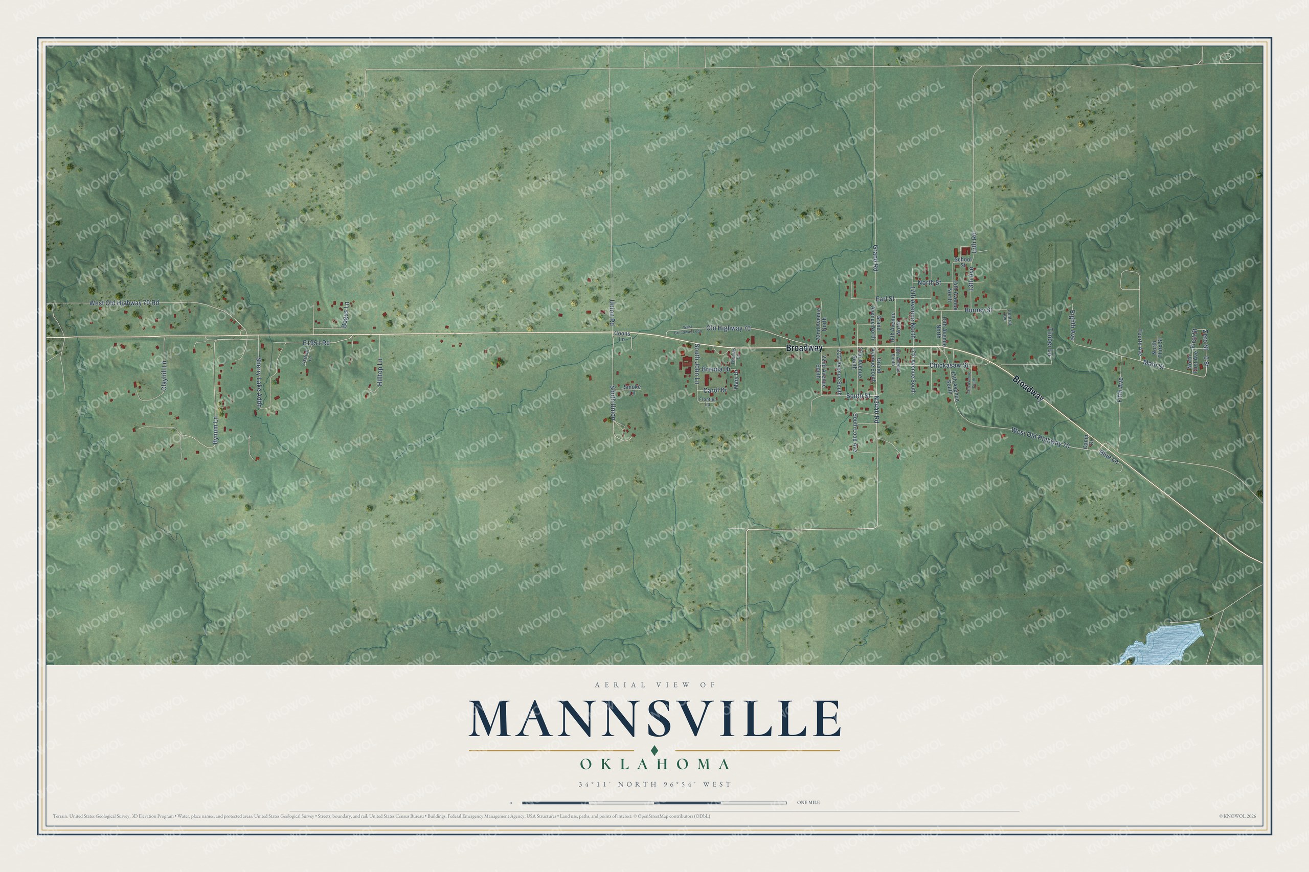 Watermarked full-map preview of Mannsville, Oklahoma