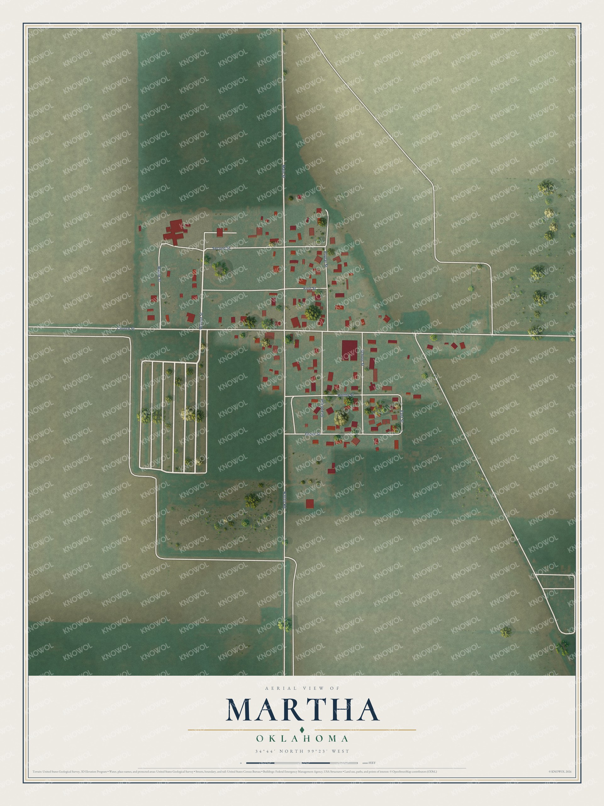 Watermarked full-map preview of Martha, Oklahoma