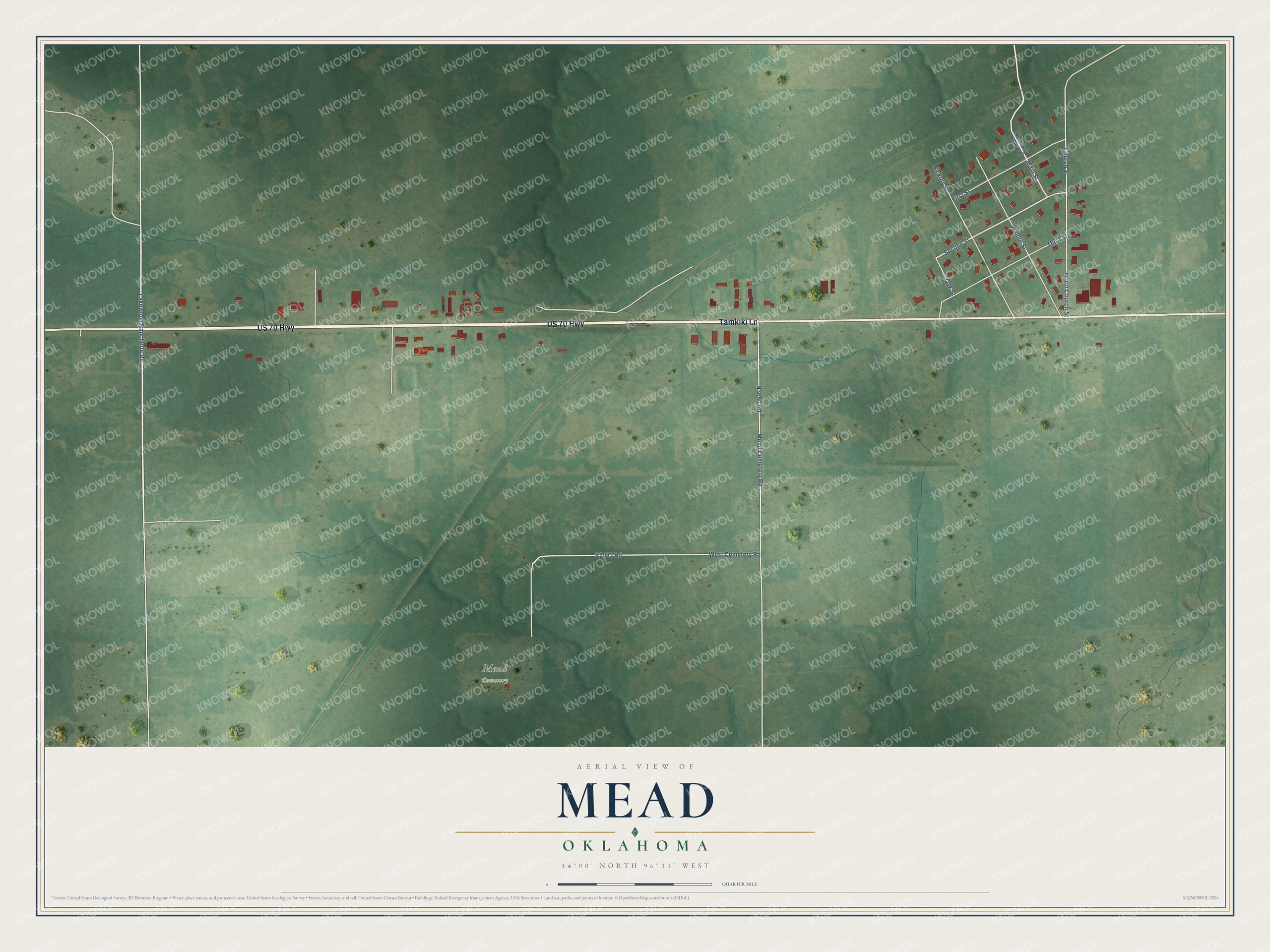 Watermarked full-map preview of Mead, Oklahoma
