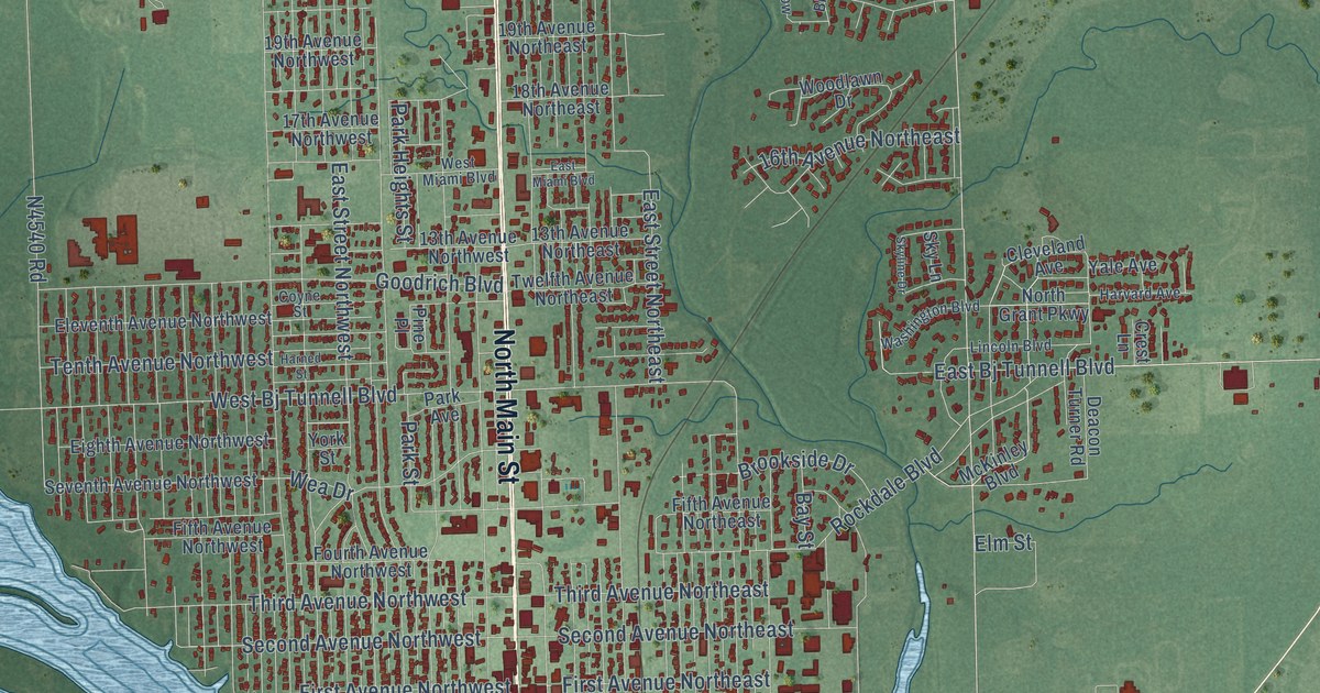 Map of Miami, Oklahoma in 2026