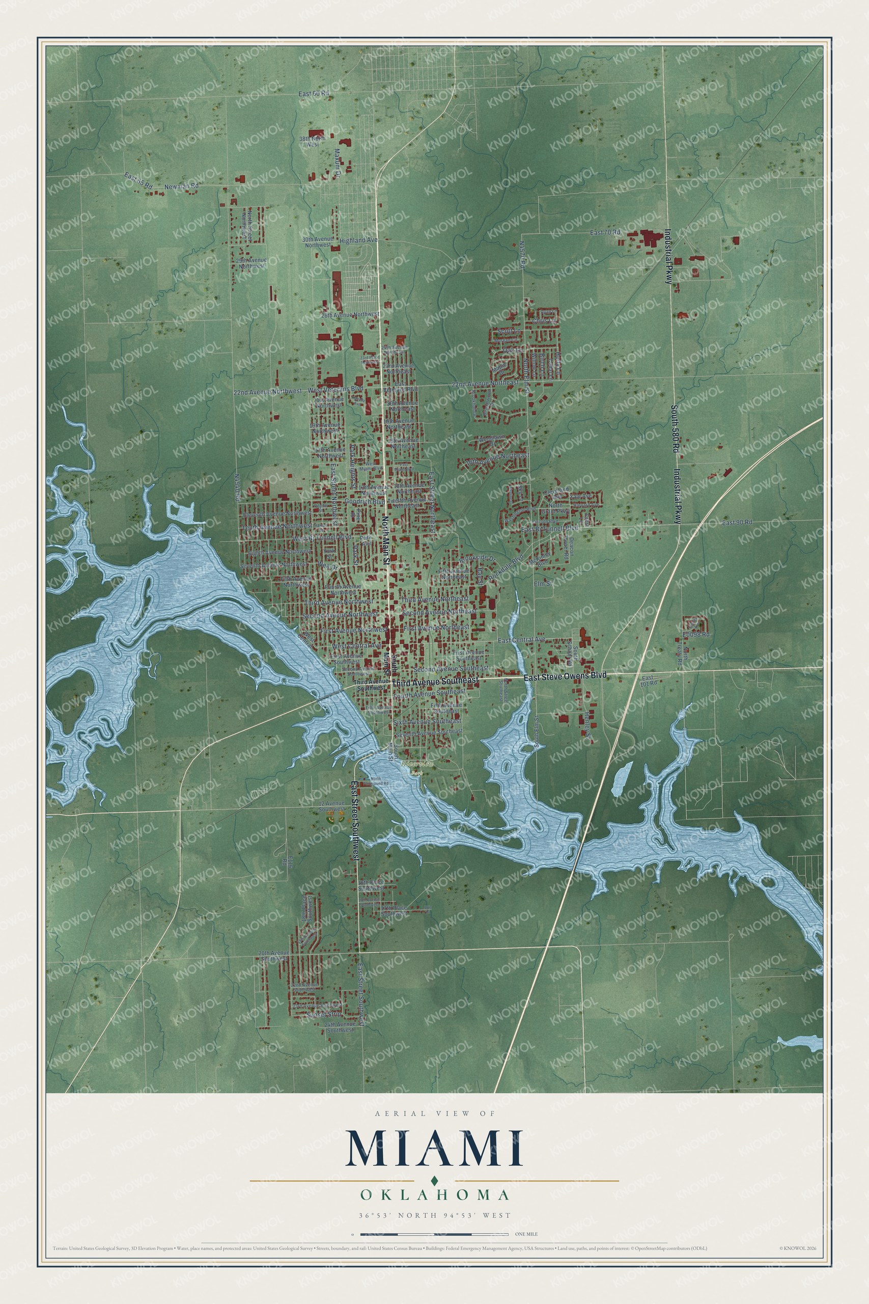 Watermarked full-map preview of Miami, Oklahoma