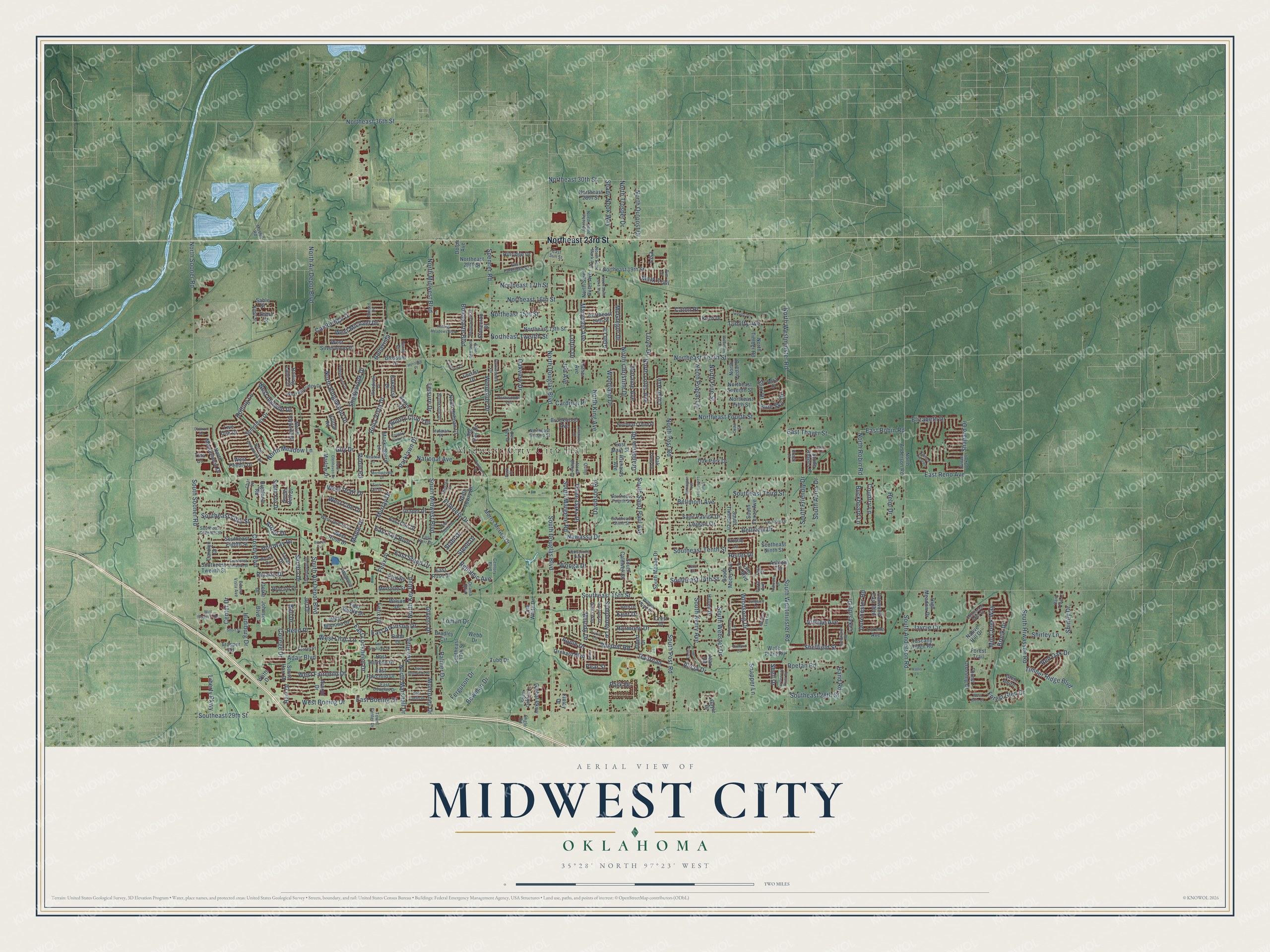 Watermarked full-map preview of Midwest City, Oklahoma