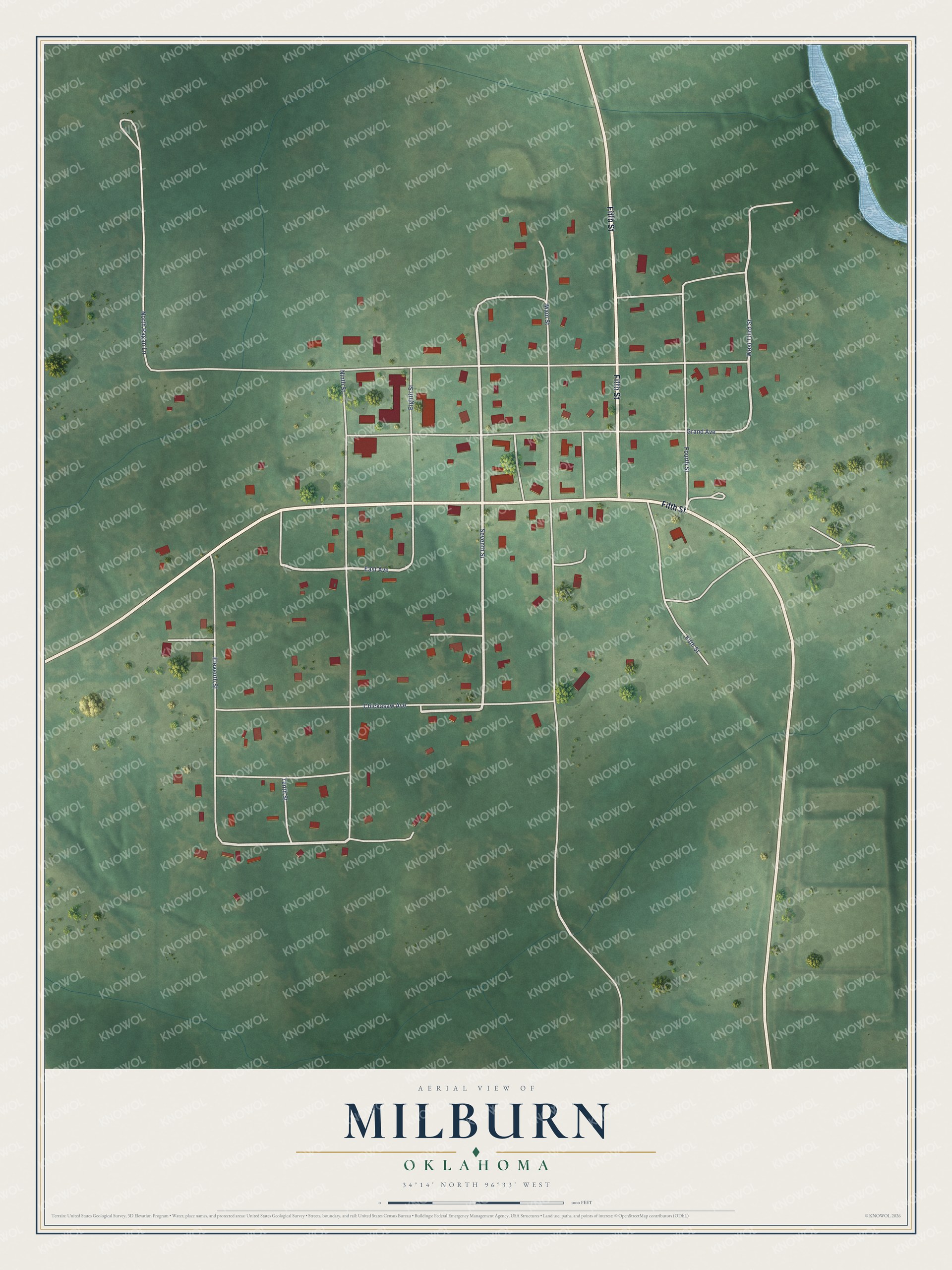 Watermarked full-map preview of Milburn, Oklahoma