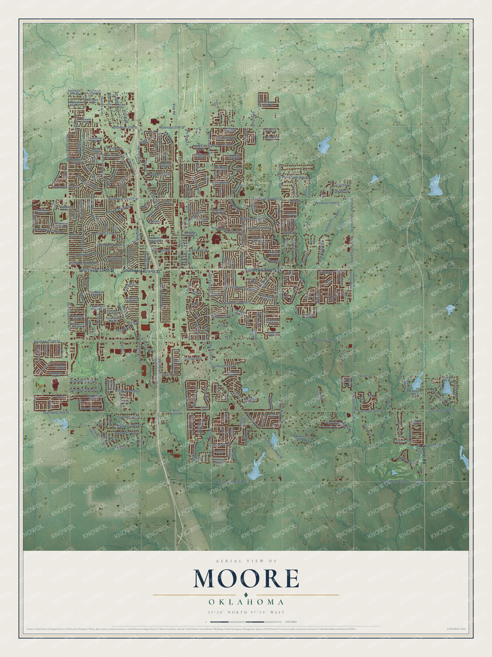 Watermarked full-map preview of Moore, Oklahoma