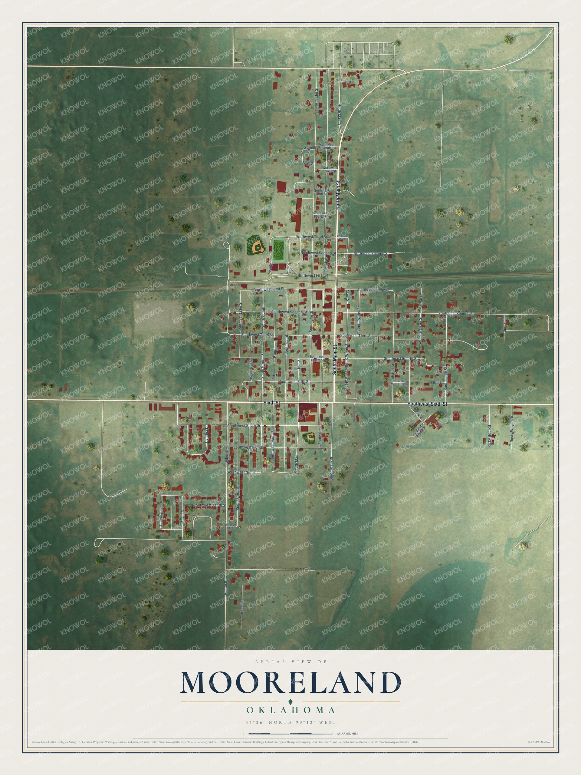 Watermarked full-map preview of Mooreland, Oklahoma