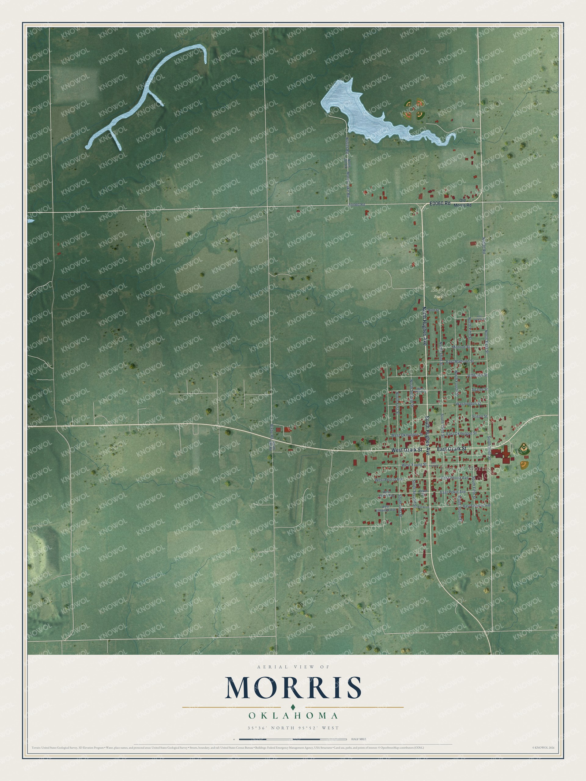Watermarked full-map preview of Morris, Oklahoma