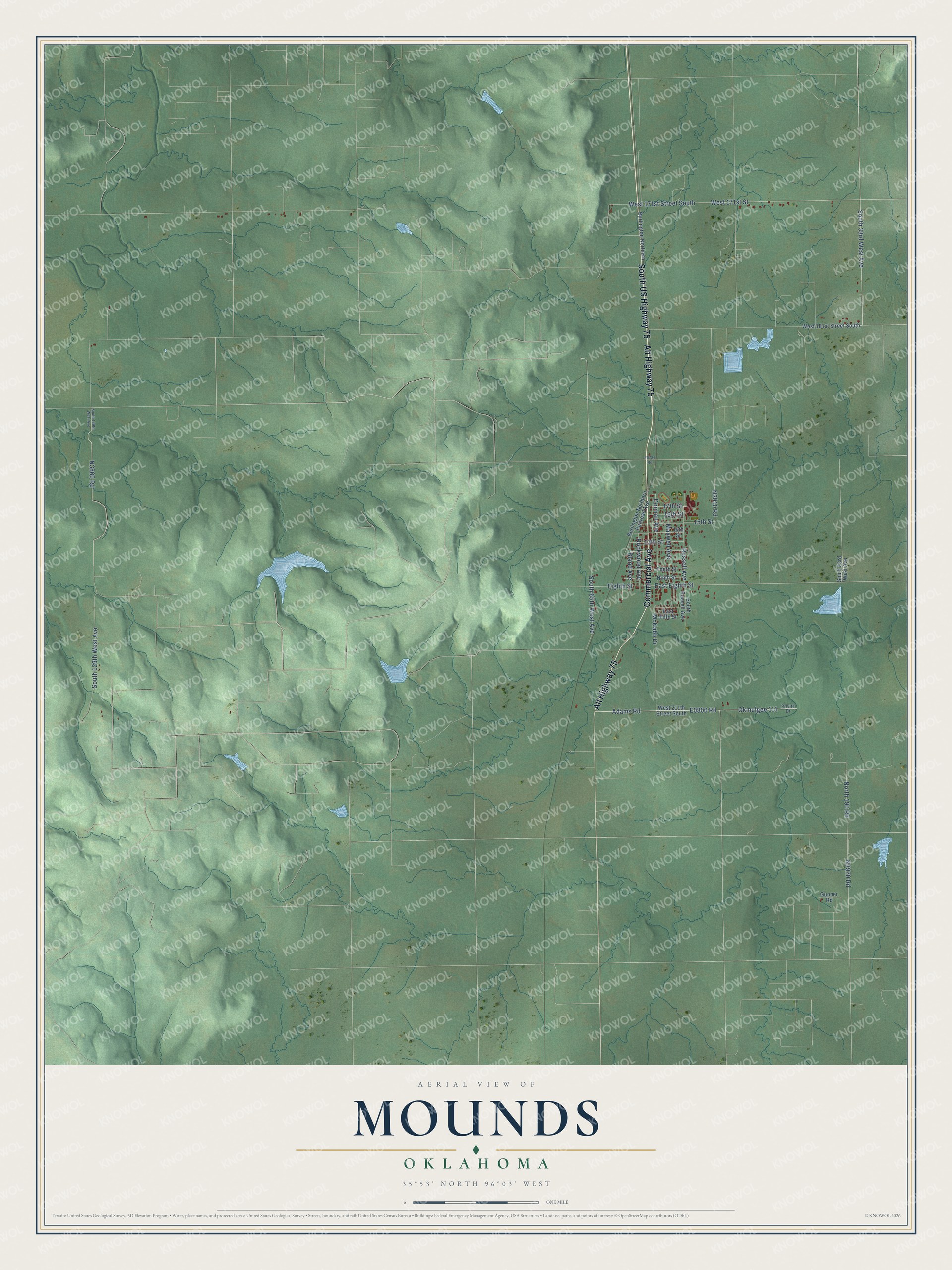 Watermarked full-map preview of Mounds, Oklahoma