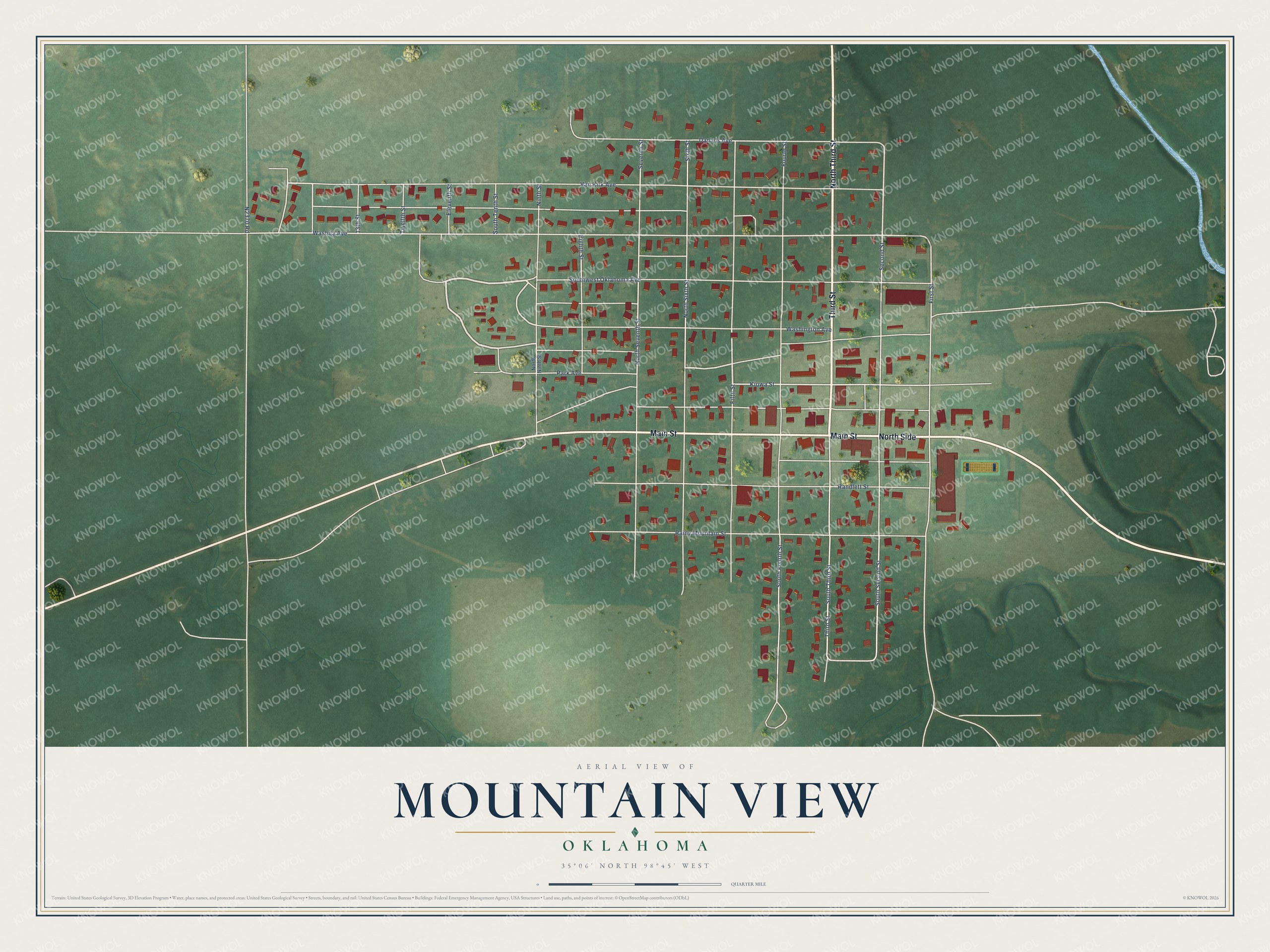 Watermarked full-map preview of Mountain View, Oklahoma