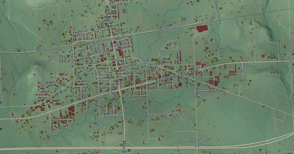 Map of Muldrow, Oklahoma in 2026